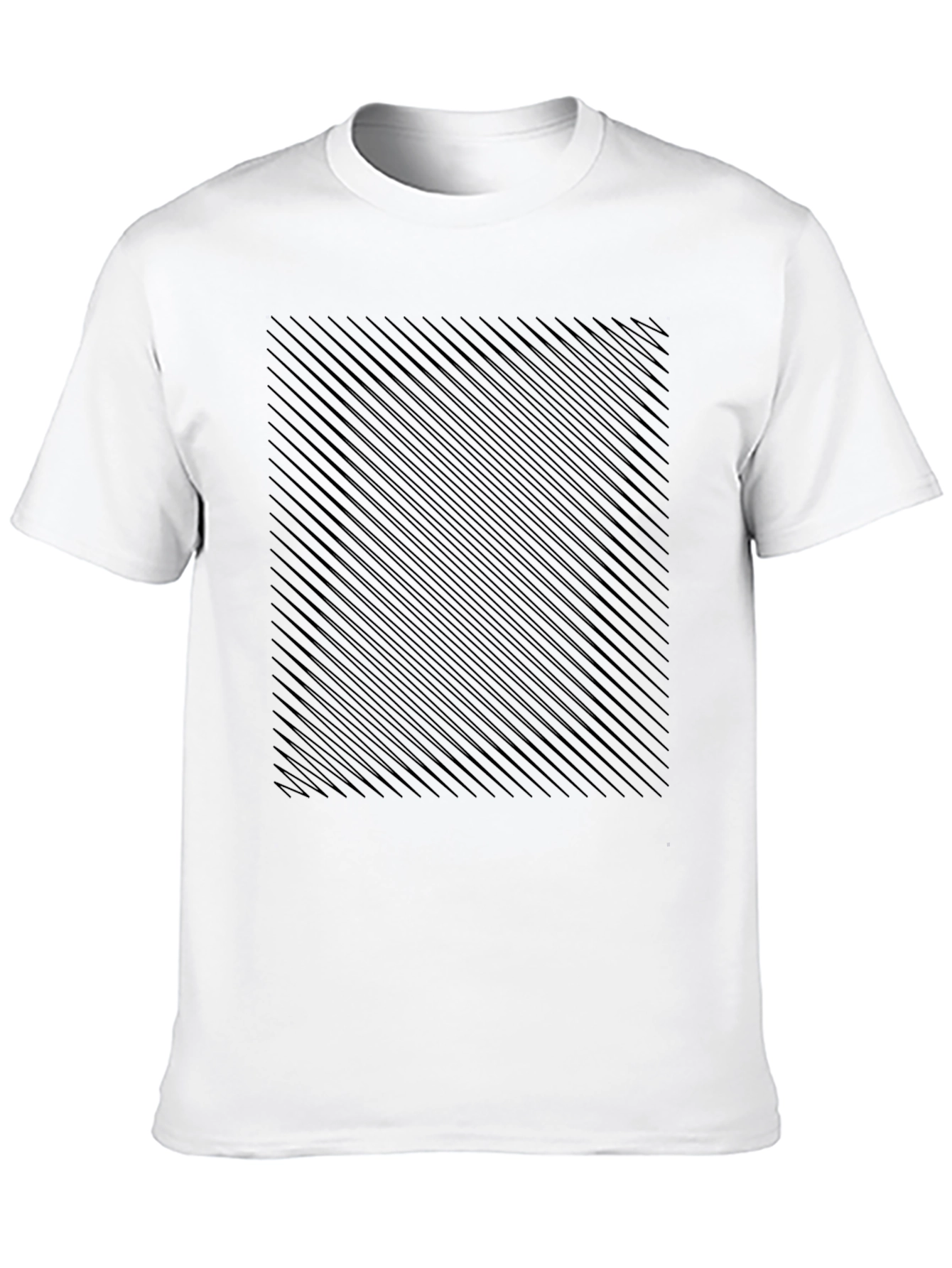 Black Men's Black Tee with Abstract Line Pattern view 10
