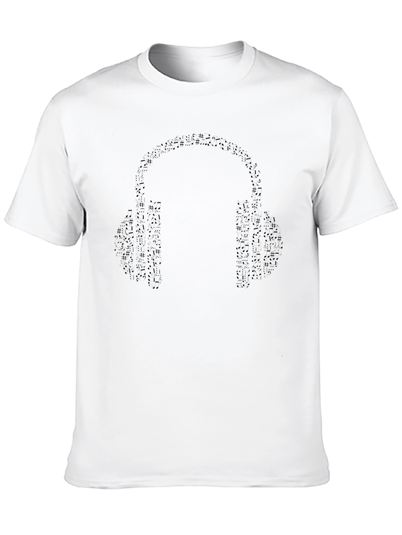 Black Music Note Headphones Black T-Shirt view 10