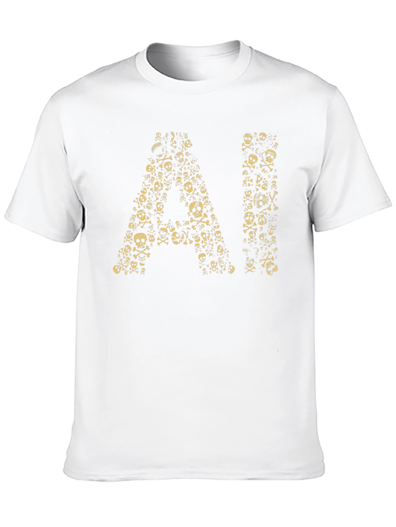 Black AI Skull Graphic T-Shirt - Black Cotton Blend view 10