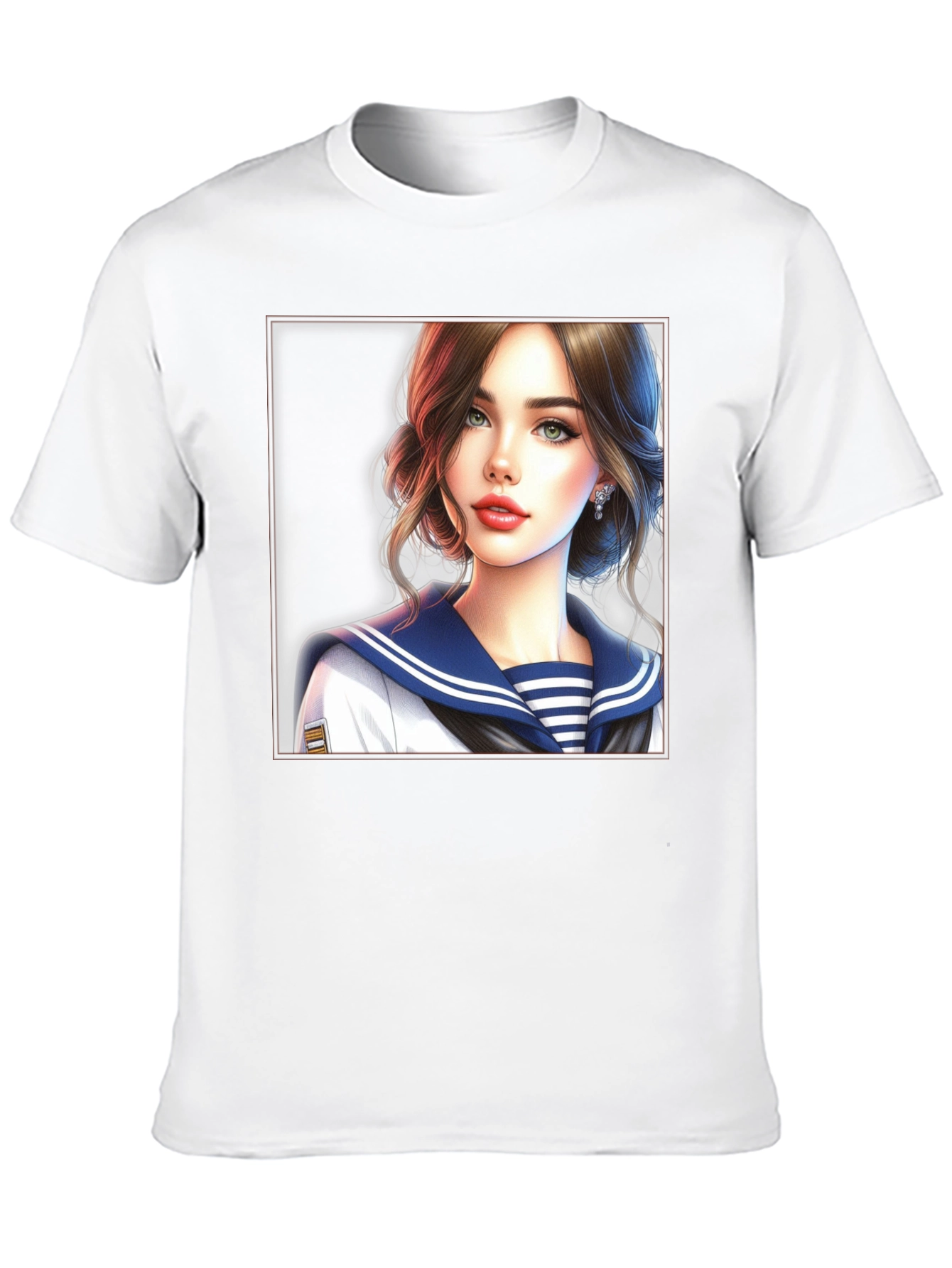 Black Anime Girl Sailor Outfit Black T-Shirt view 10