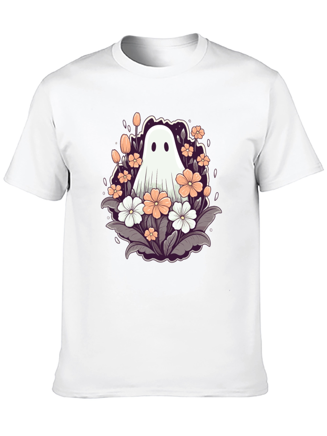 Black Floral Ghost Graphic Tee - Spooky Season Style view 10