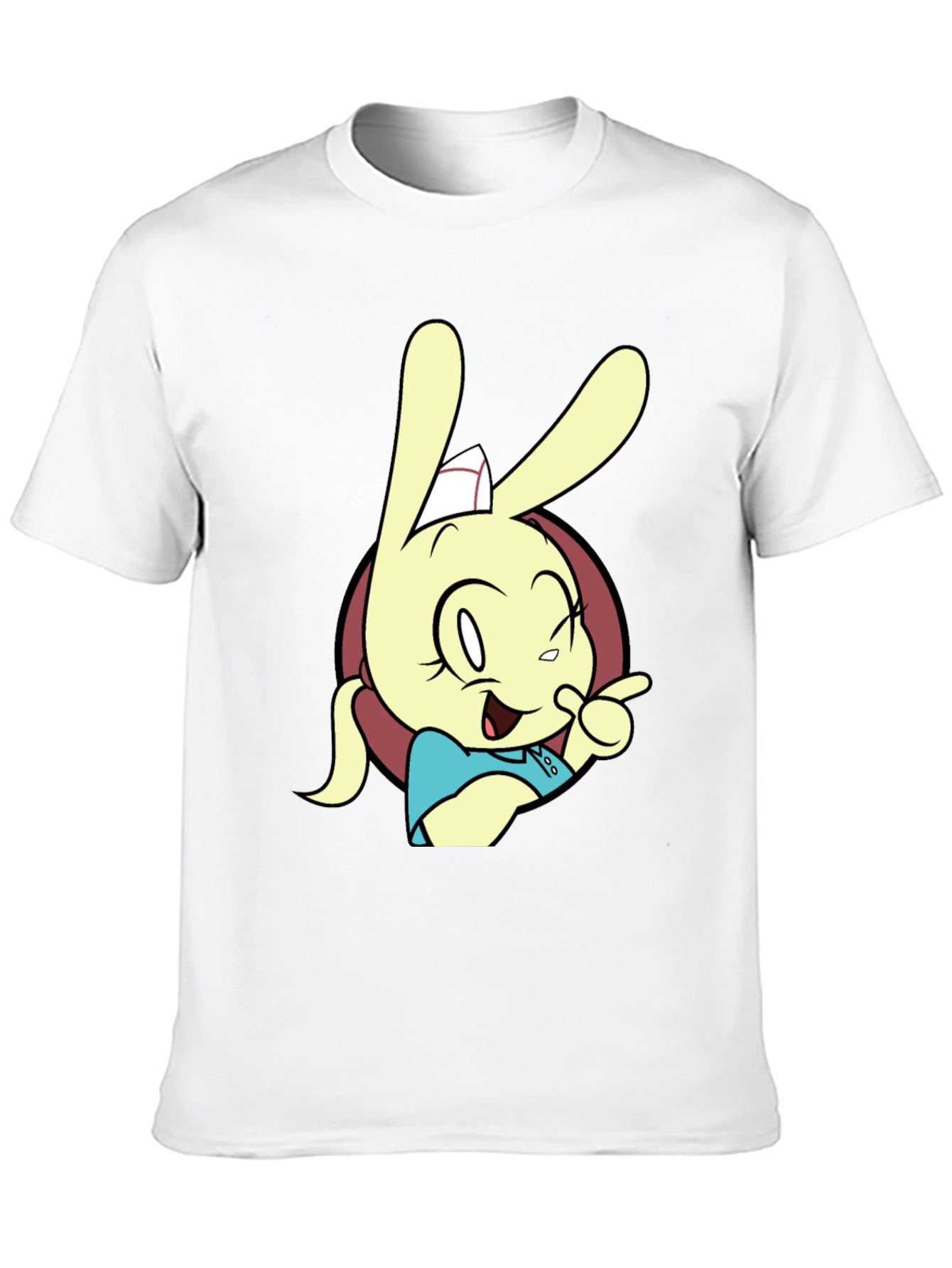 Black Cartoon Rabbit Graphic T-Shirt - Black view 10