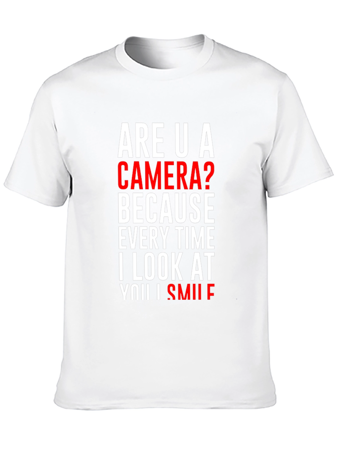 Black Camera Smile T-Shirt: Humorous Pick Up Line Tee view 10