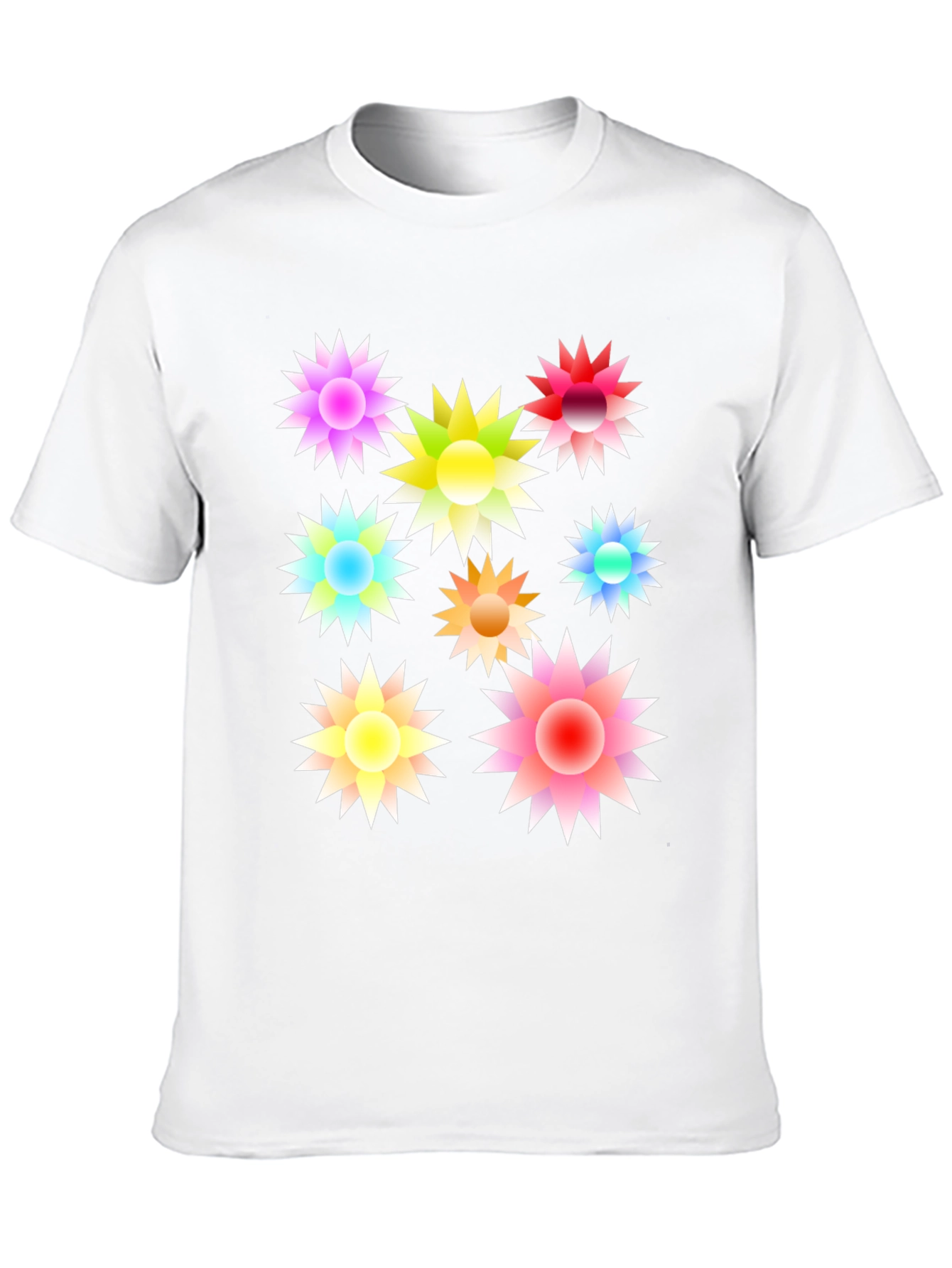 Black Colorful Floral Burst Black T-Shirt view 10