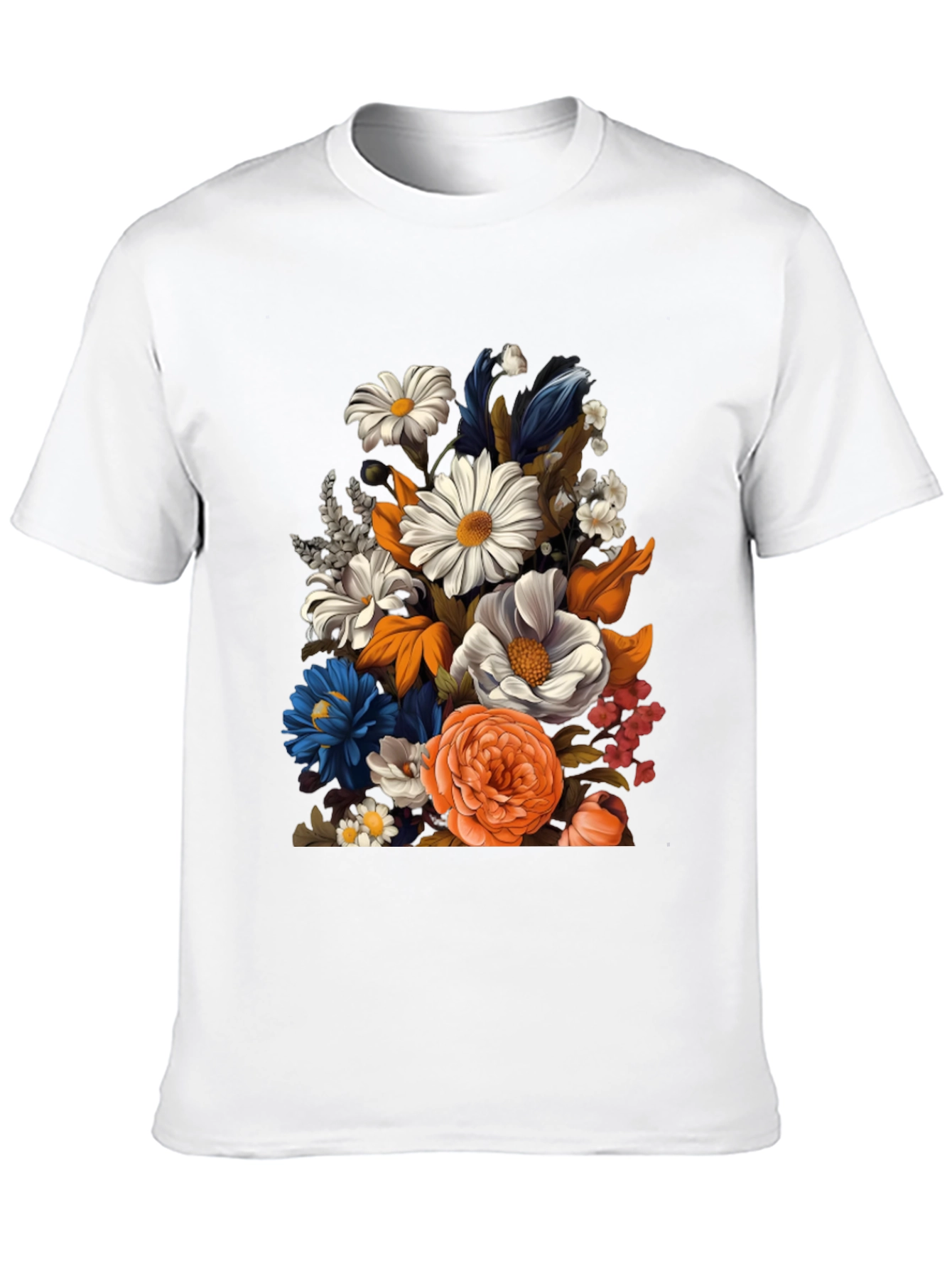 Black Floral Print Black T-Shirt for Men view 10