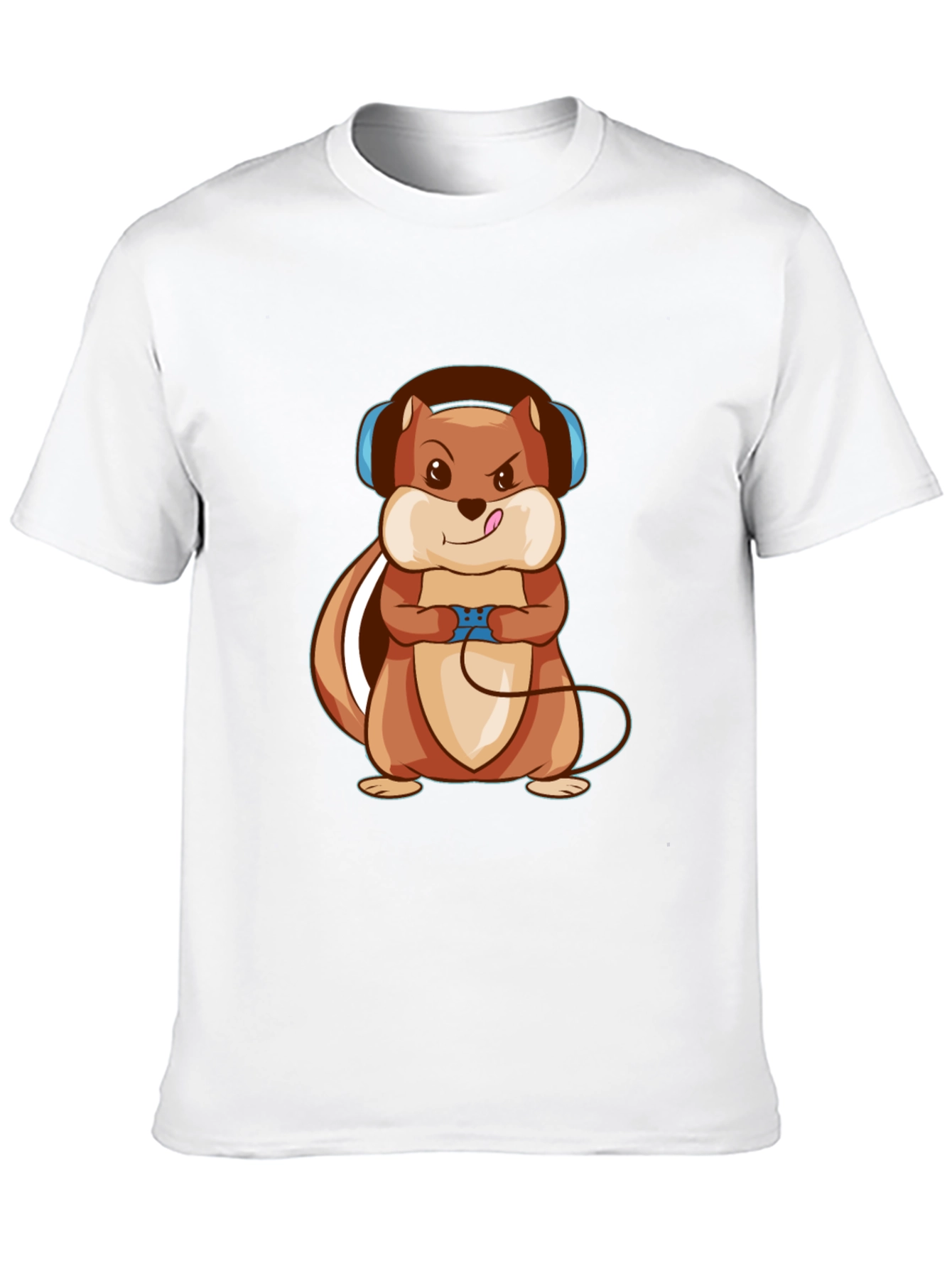 Black Gamer Squirrel Graphic Tee - Black Cotton T-Shirt view 10
