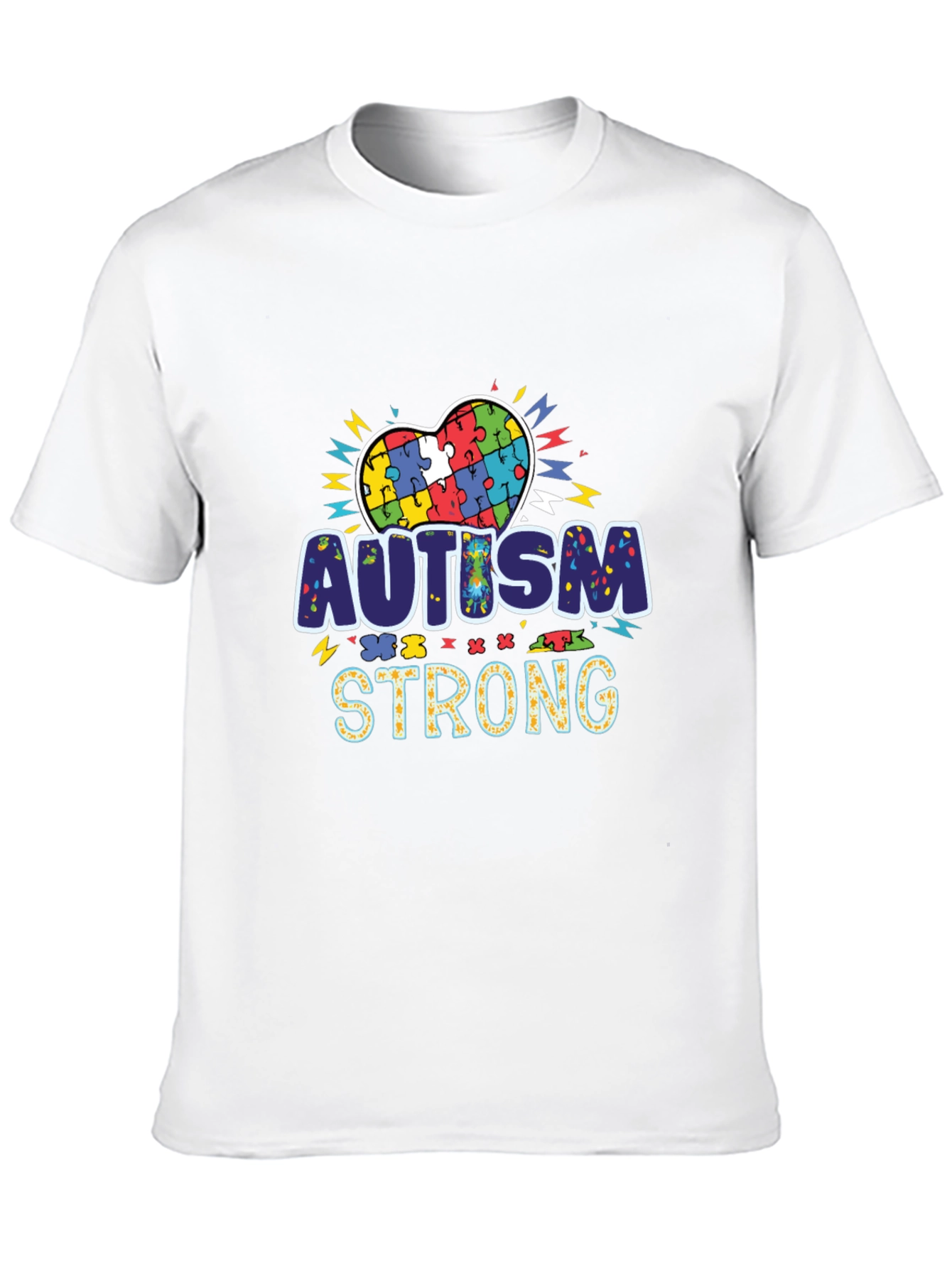 Autism Strong Puzzle Heart Black T-Shirt - 10