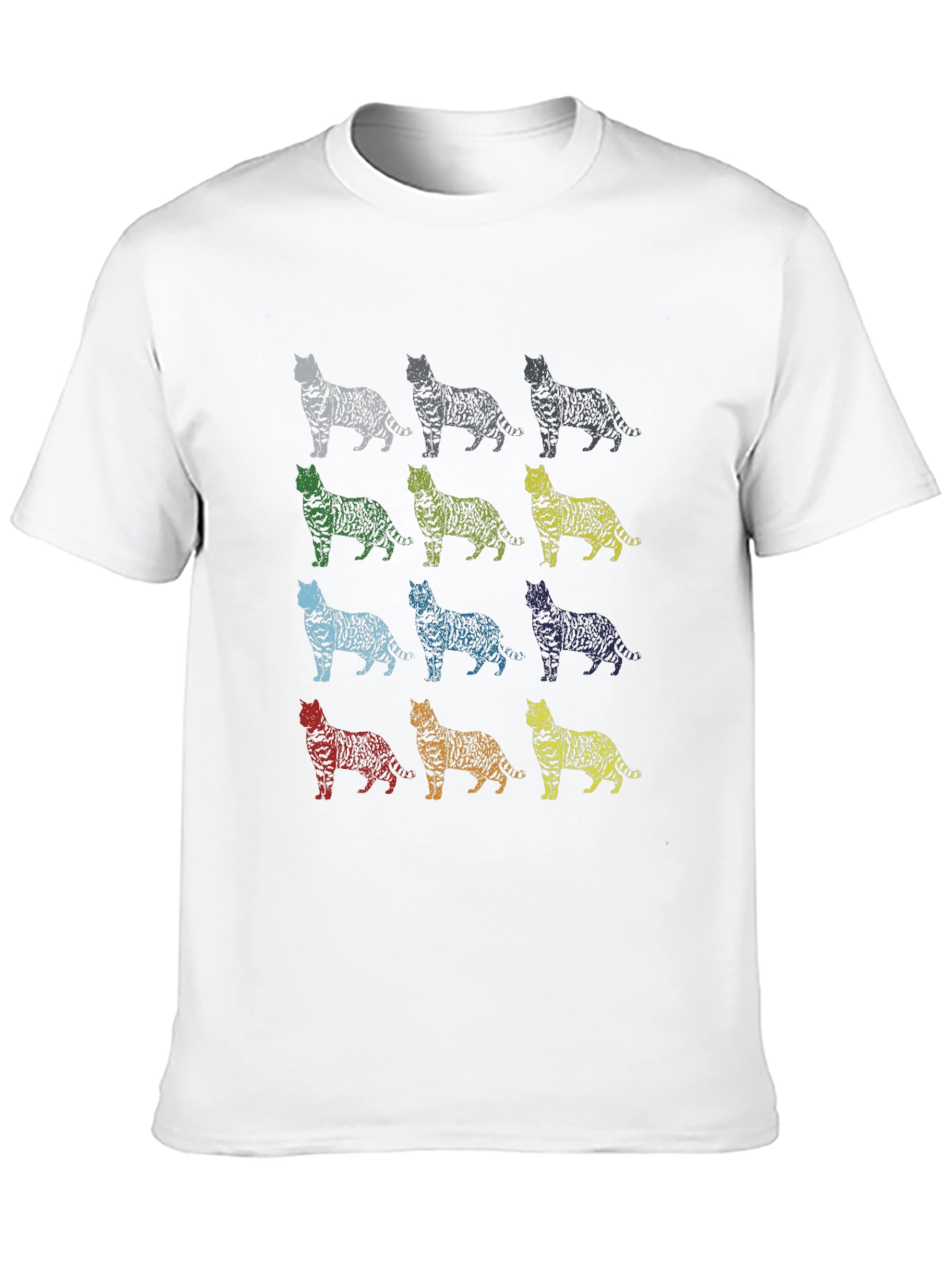 Black Colorful Cat Print T-Shirt - Fun & Unique Design view 10