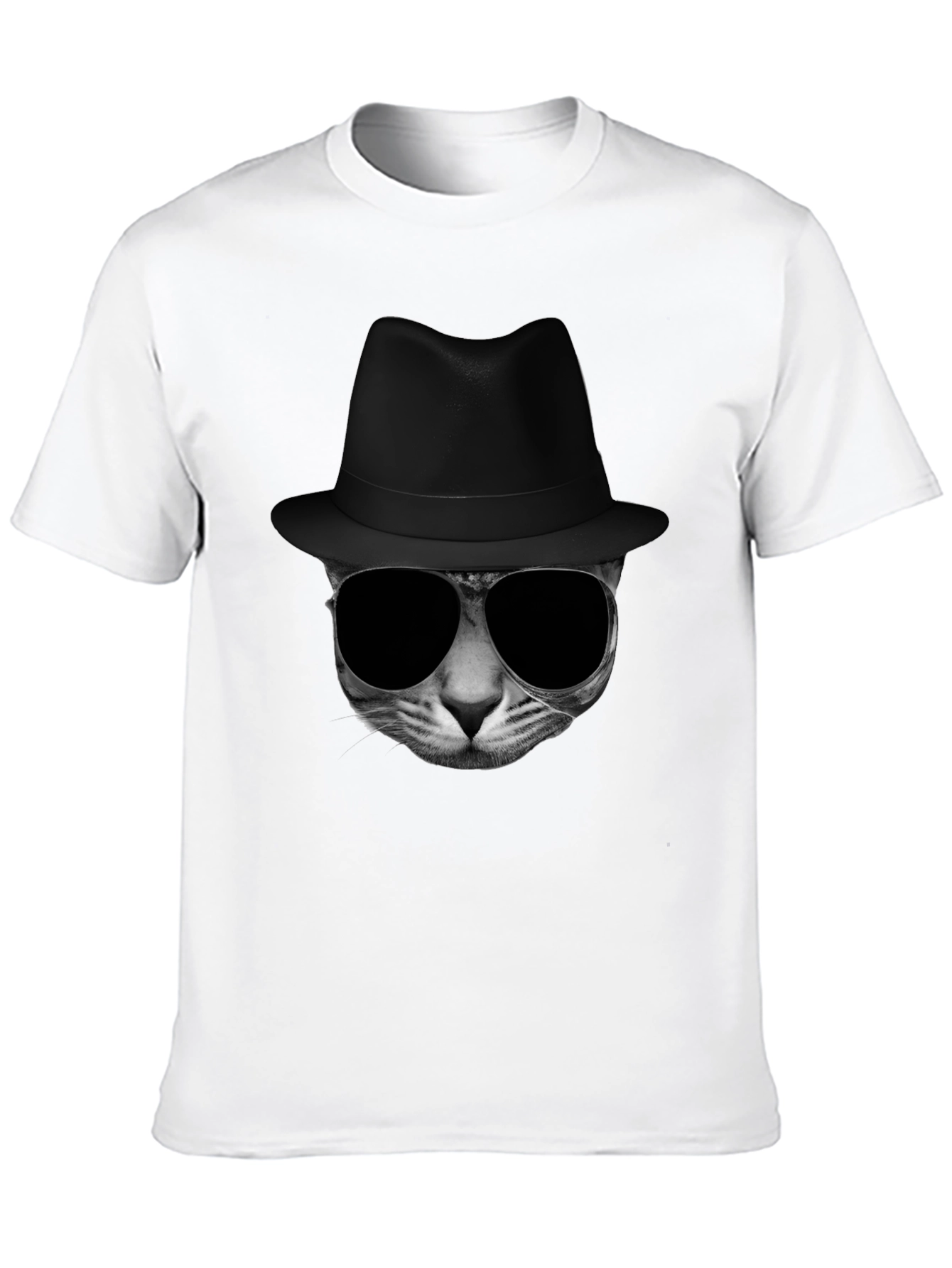 Black Cool Cat in Hat Graphic Tee view 10