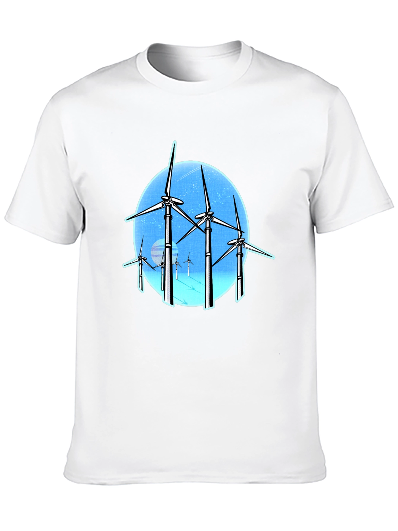 Black Wind Turbine Graphic Tee - Black Cotton Blend view 10
