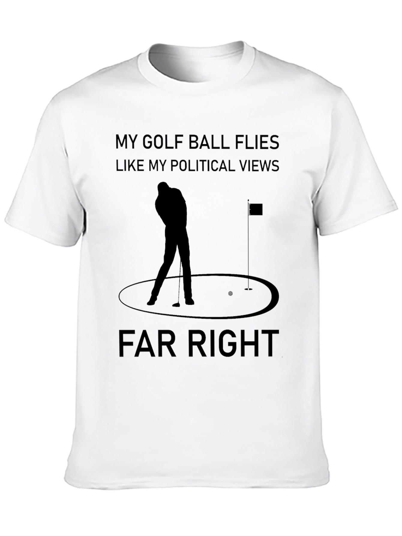 Black Far Right Golf Ball Political Views Graphic T-Shirt view 10