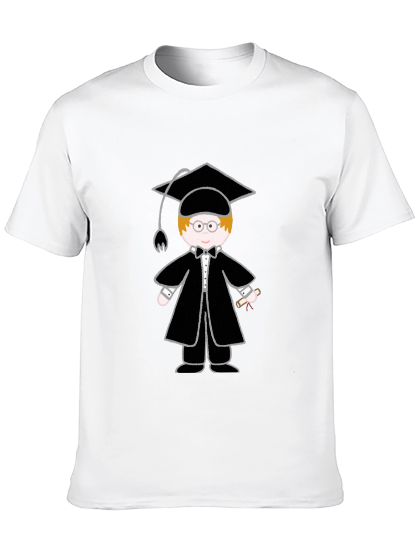 Graduation Cartoon Graphic T-Shirt - Black - 10
