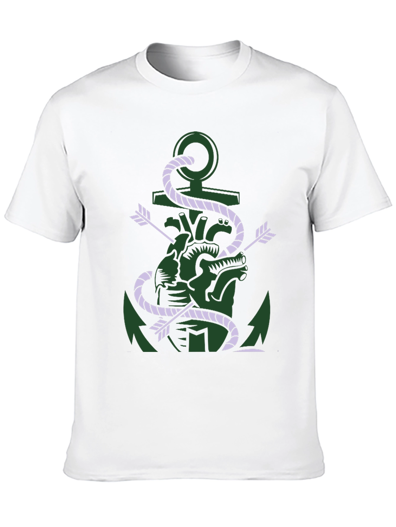 Black Anchor & Heart Graphic T-Shirt - Unique Design view 10