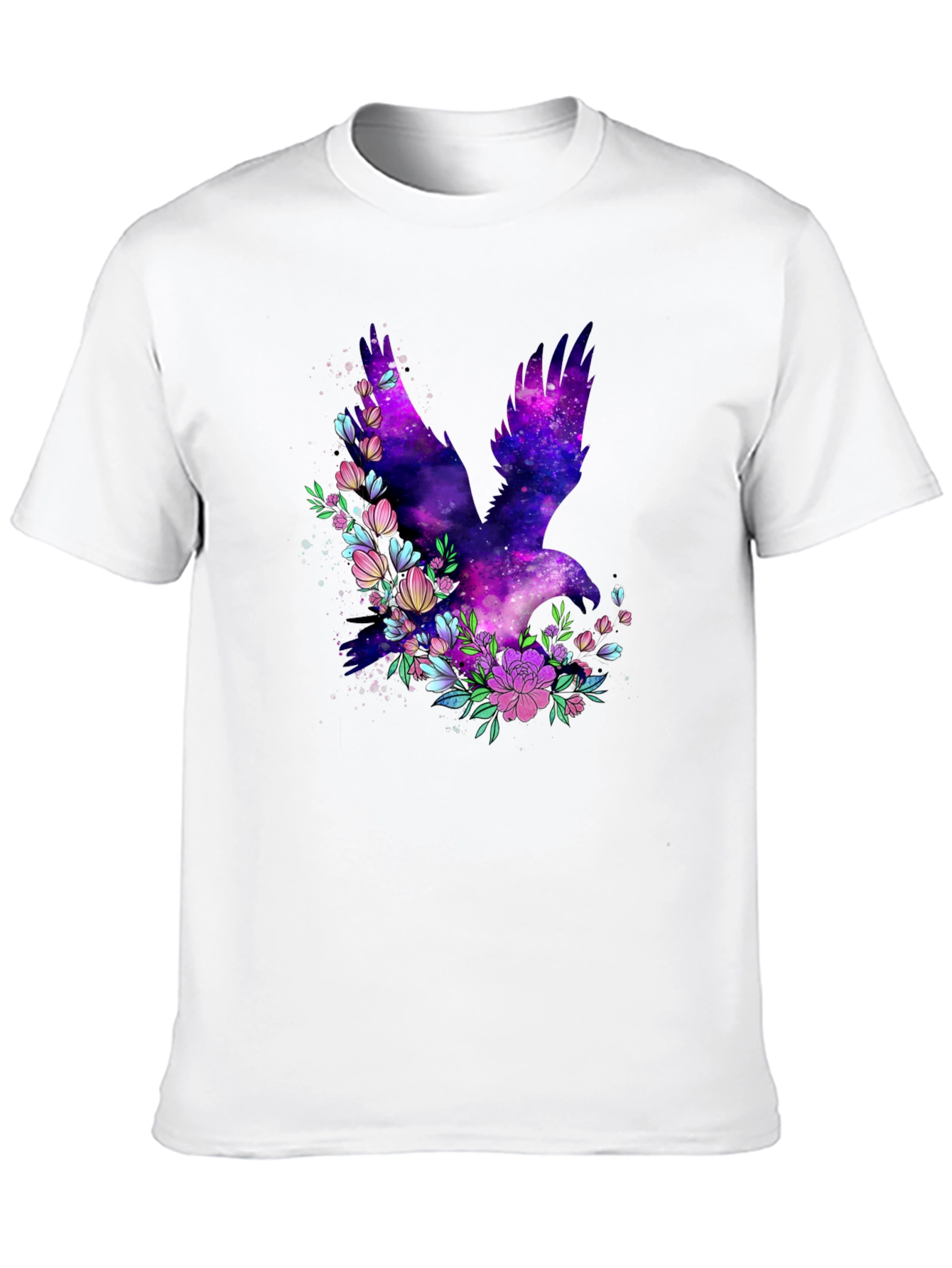 Black Galaxy Bird Floral Graphic T-Shirt view 10