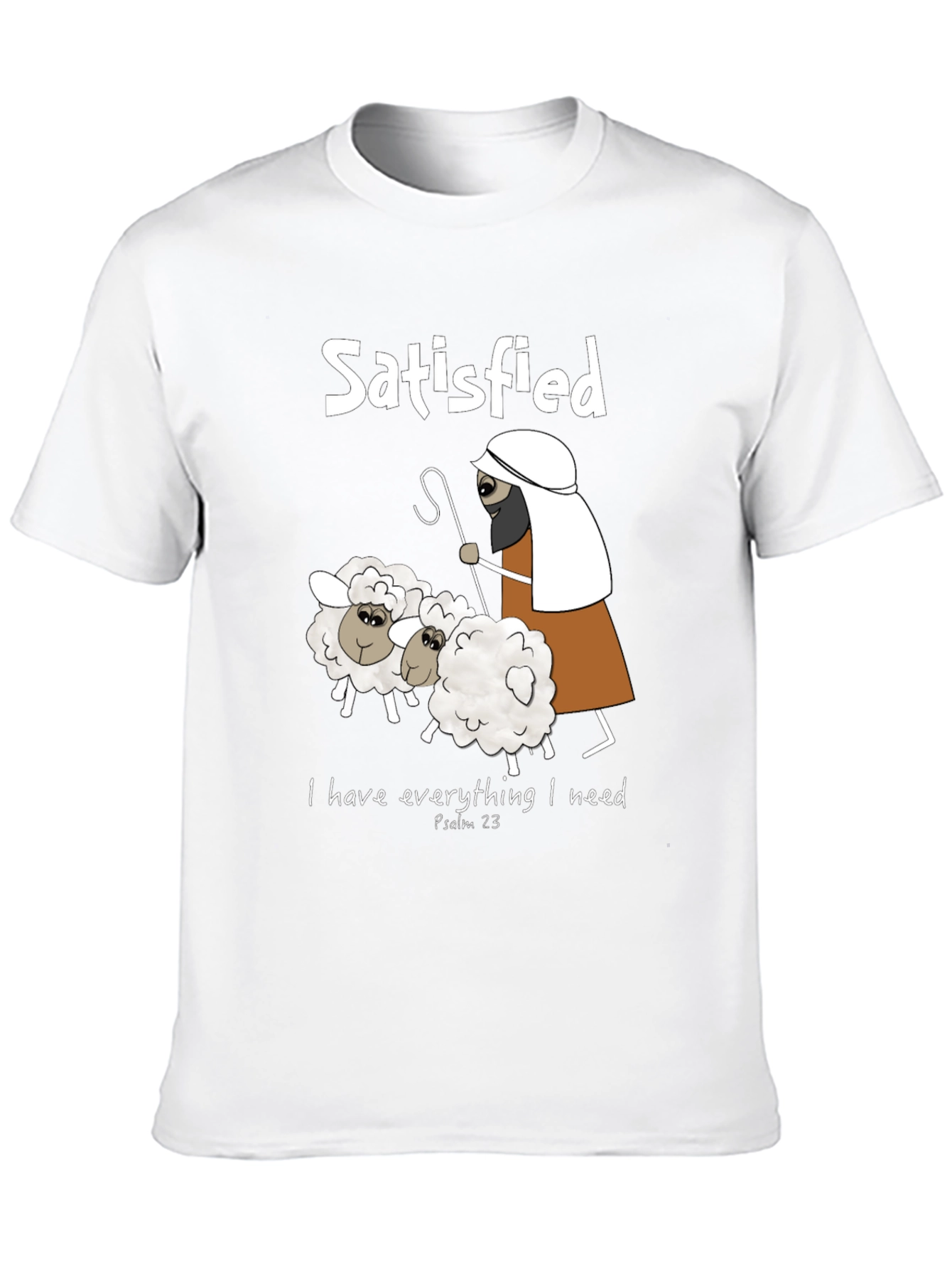 Black Satisfied Shepherd & Sheep T-Shirt, Psalm 23 view 10