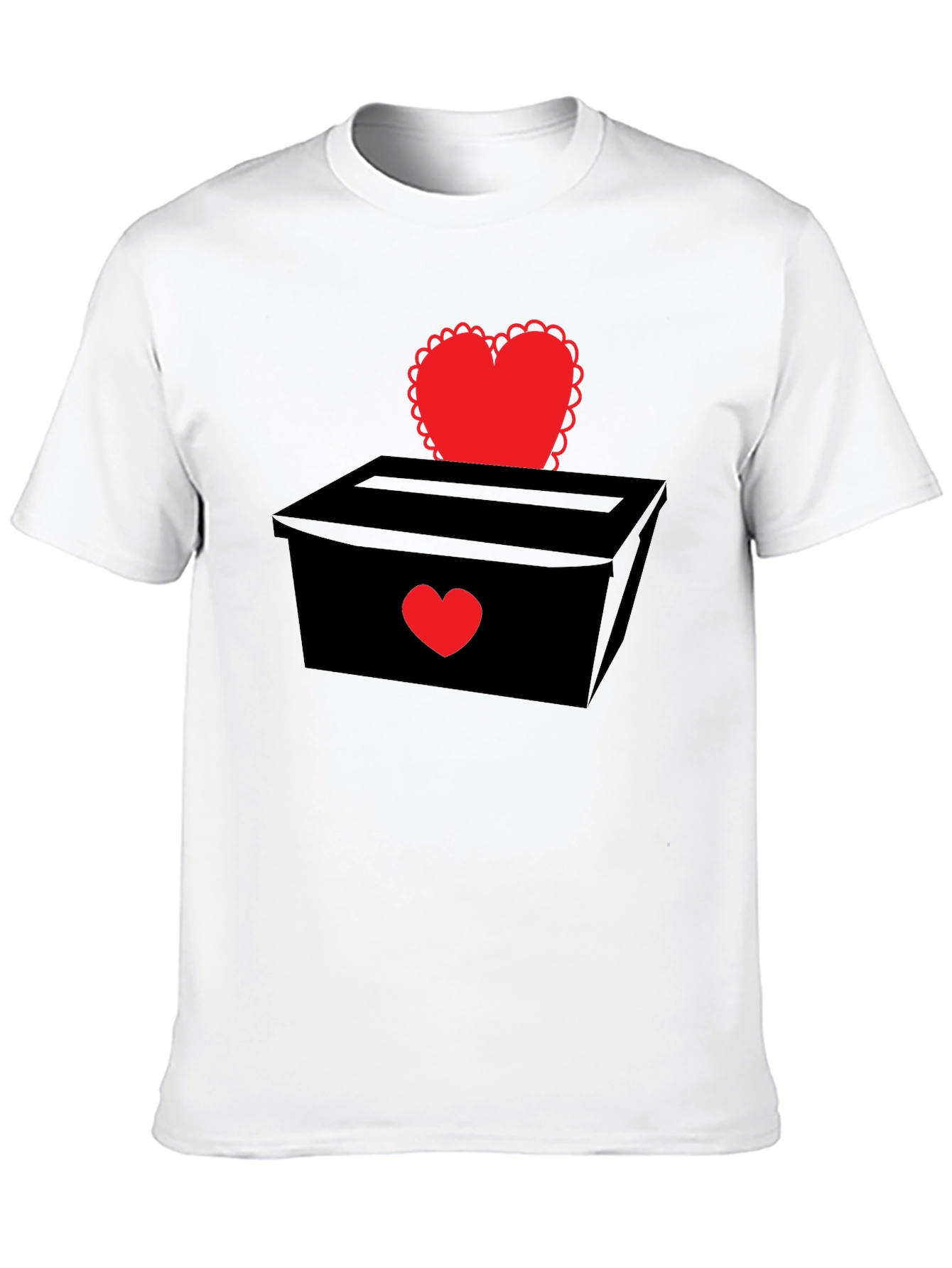 Black Heart Box Graphic T-Shirt - Romantic Valentine's Day Tee view 10