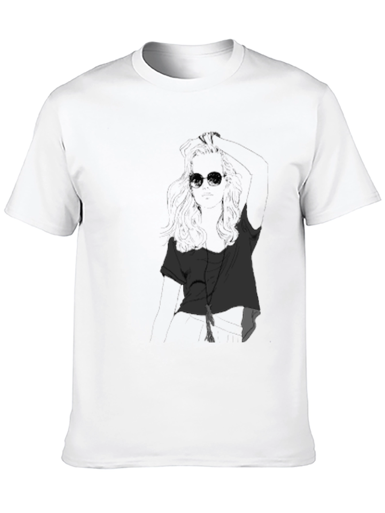 Black Cool Graphic Tee - Woman with Sunglasses Black T-Shirt view 10