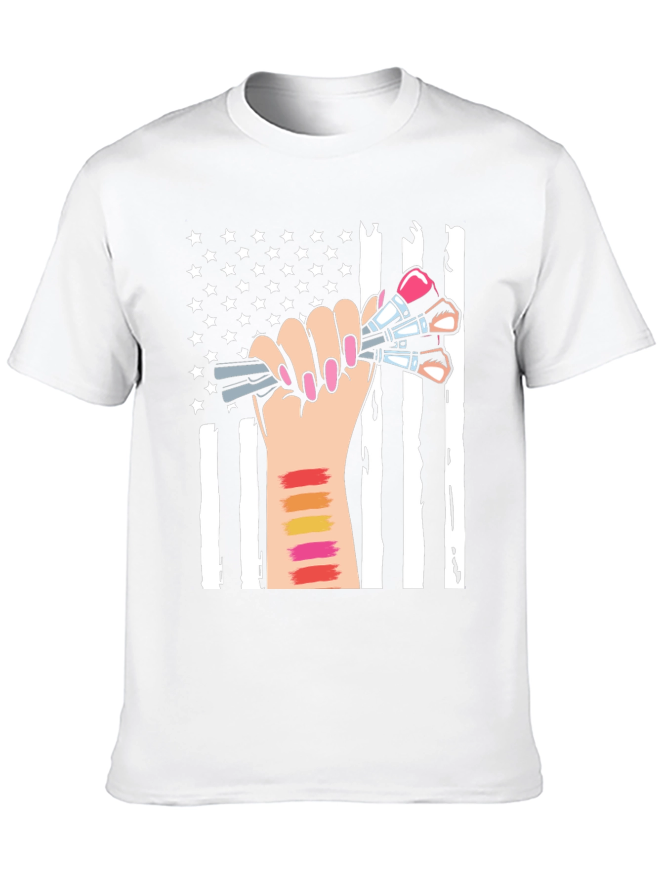 Black Makeup Artist American Flag T-Shirt view 10