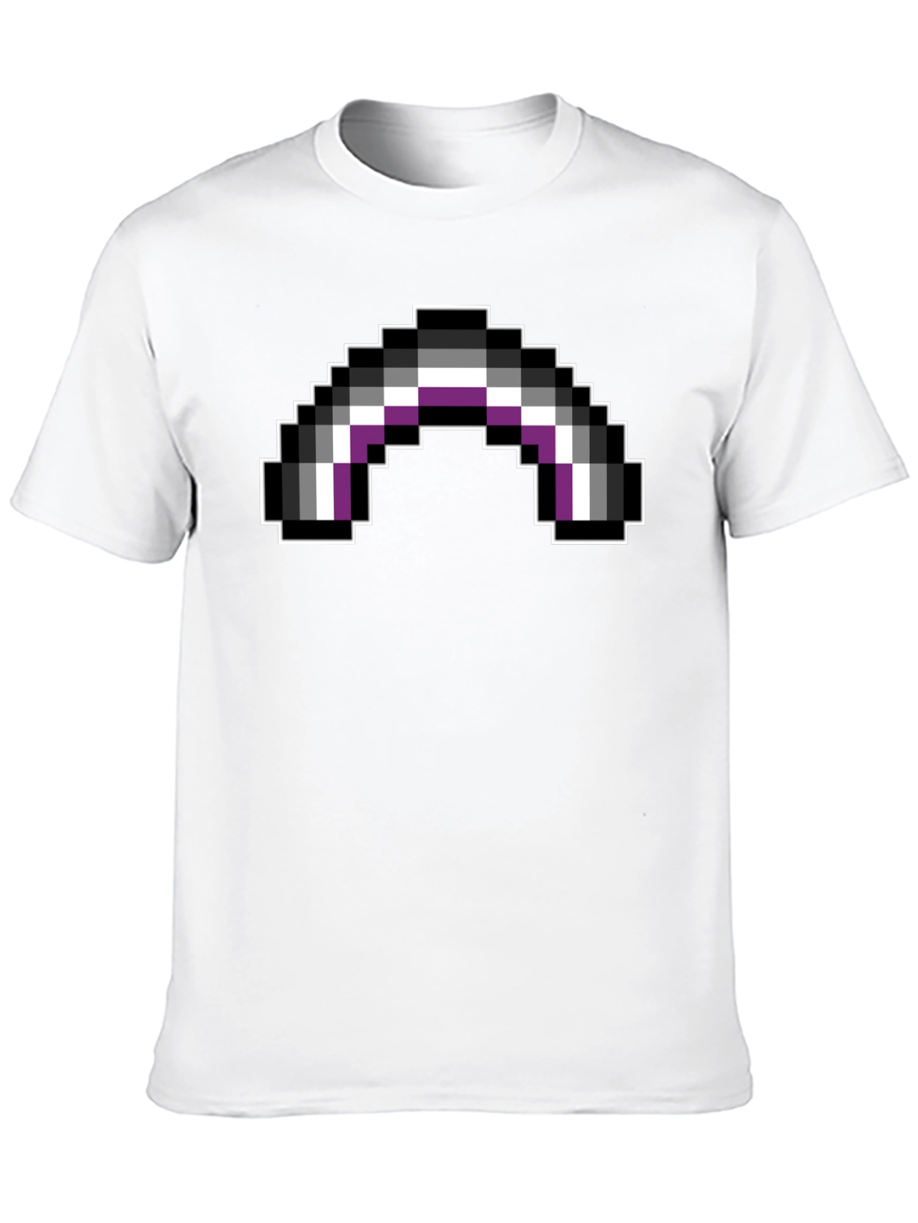 Black Asexual Pride Flag Pixel Art Black T-Shirt view 10