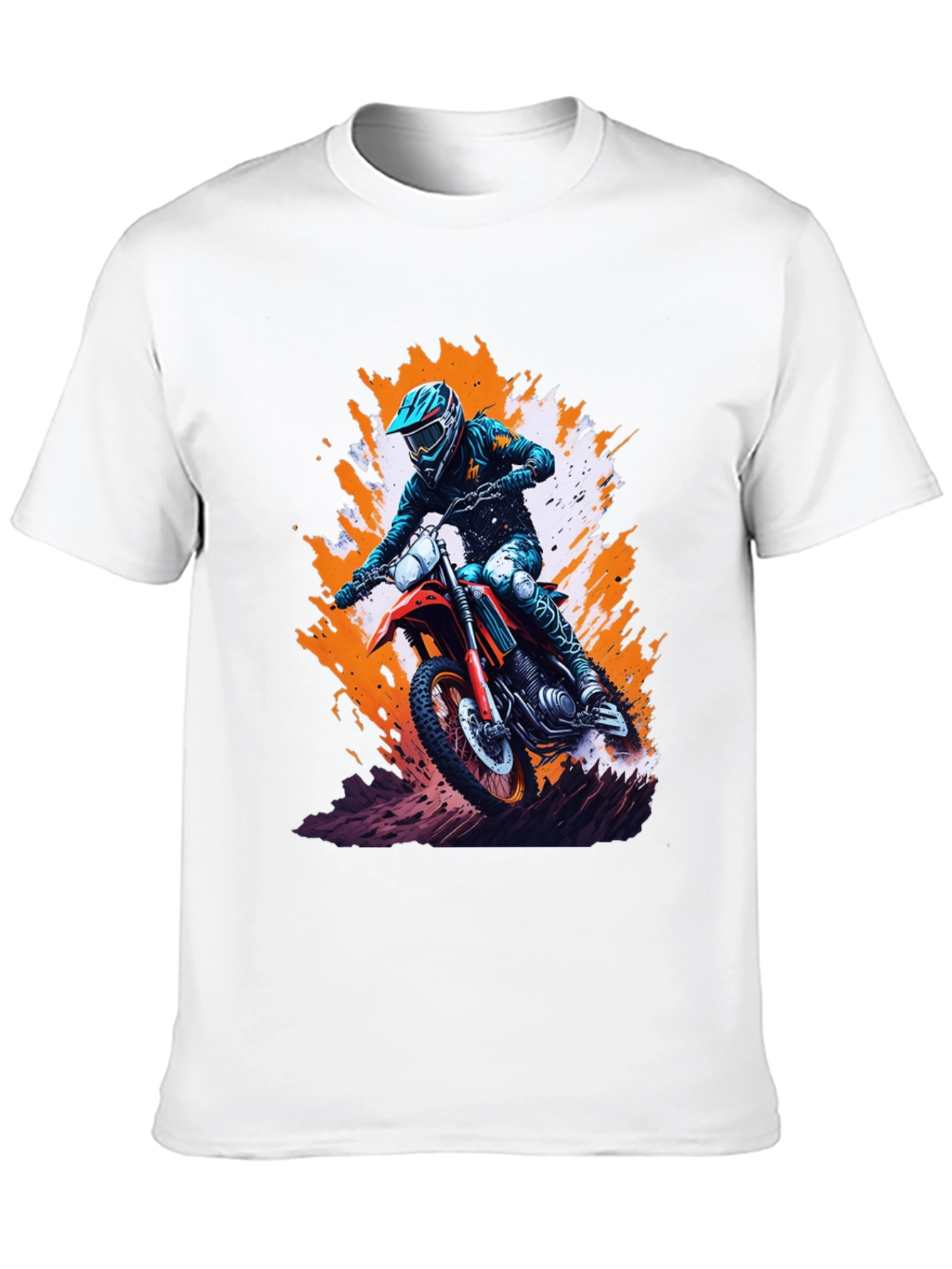 Black Motocross Rider Graphic Tee - Black Cotton Blend Shirt view 10