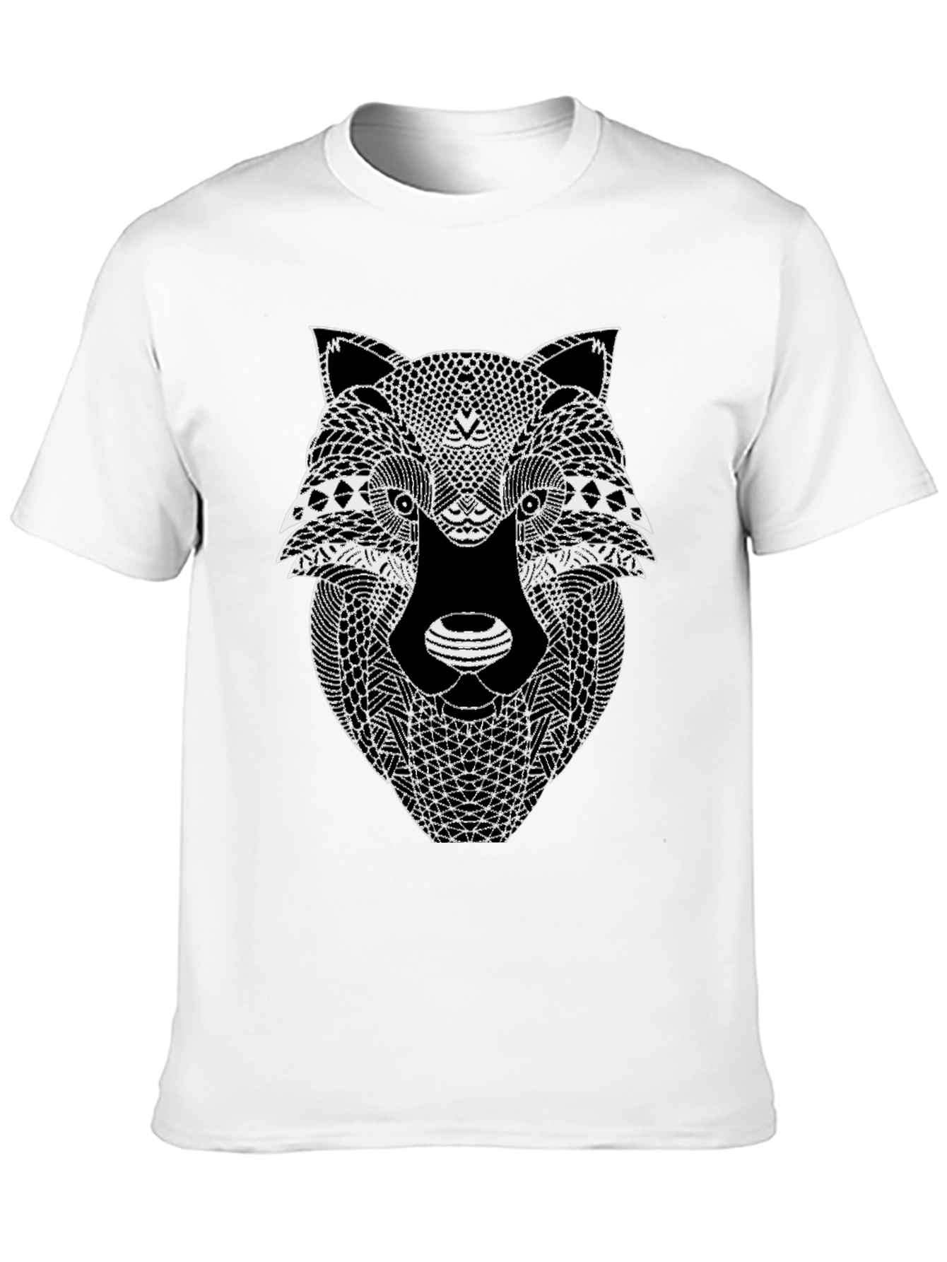Black Wolf Graphic Print Men's Black T-Shirt view 10