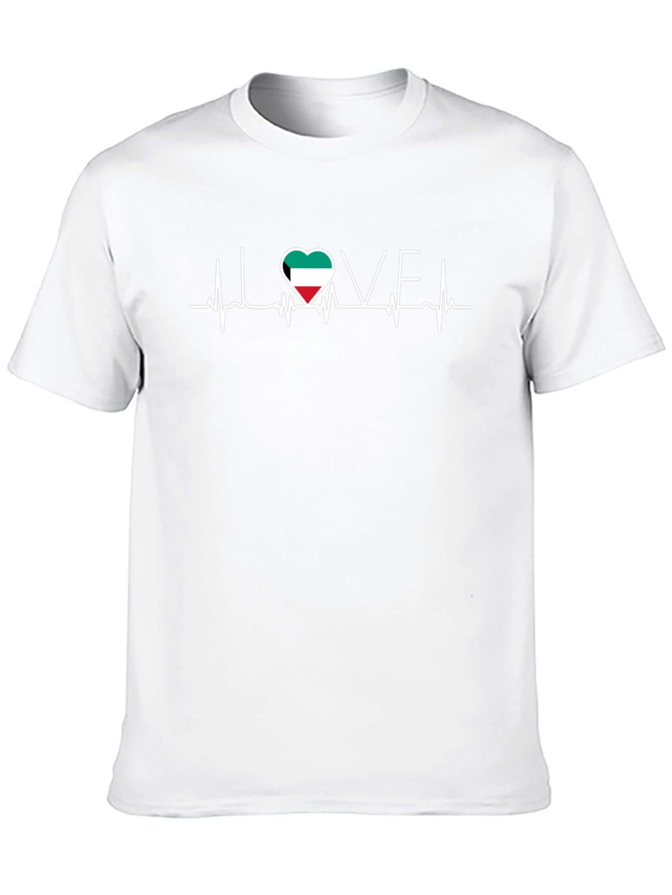 Black Kuwait Flag Heartbeat T-Shirt - I Love Kuwait Tee view 10