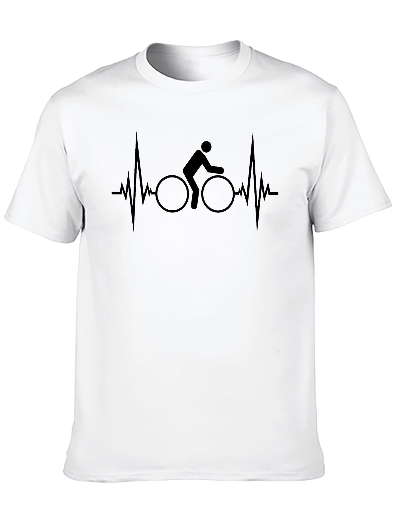 Black Cyclist Heartbeat Graphic Tee - Black Cotton T-Shirt view 10