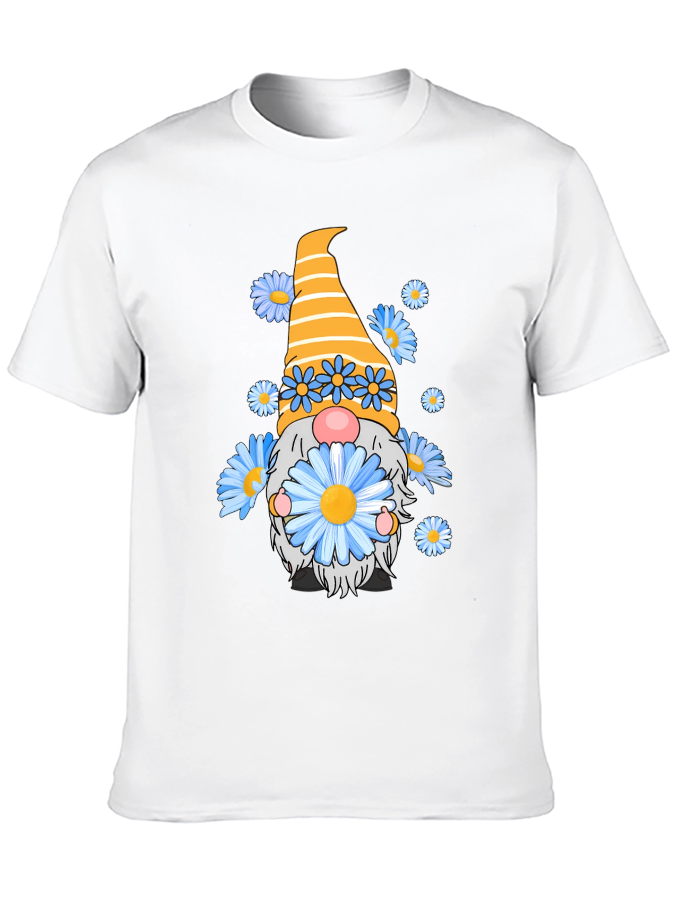 Black Gnome with Flowers Black T-Shirt view 10