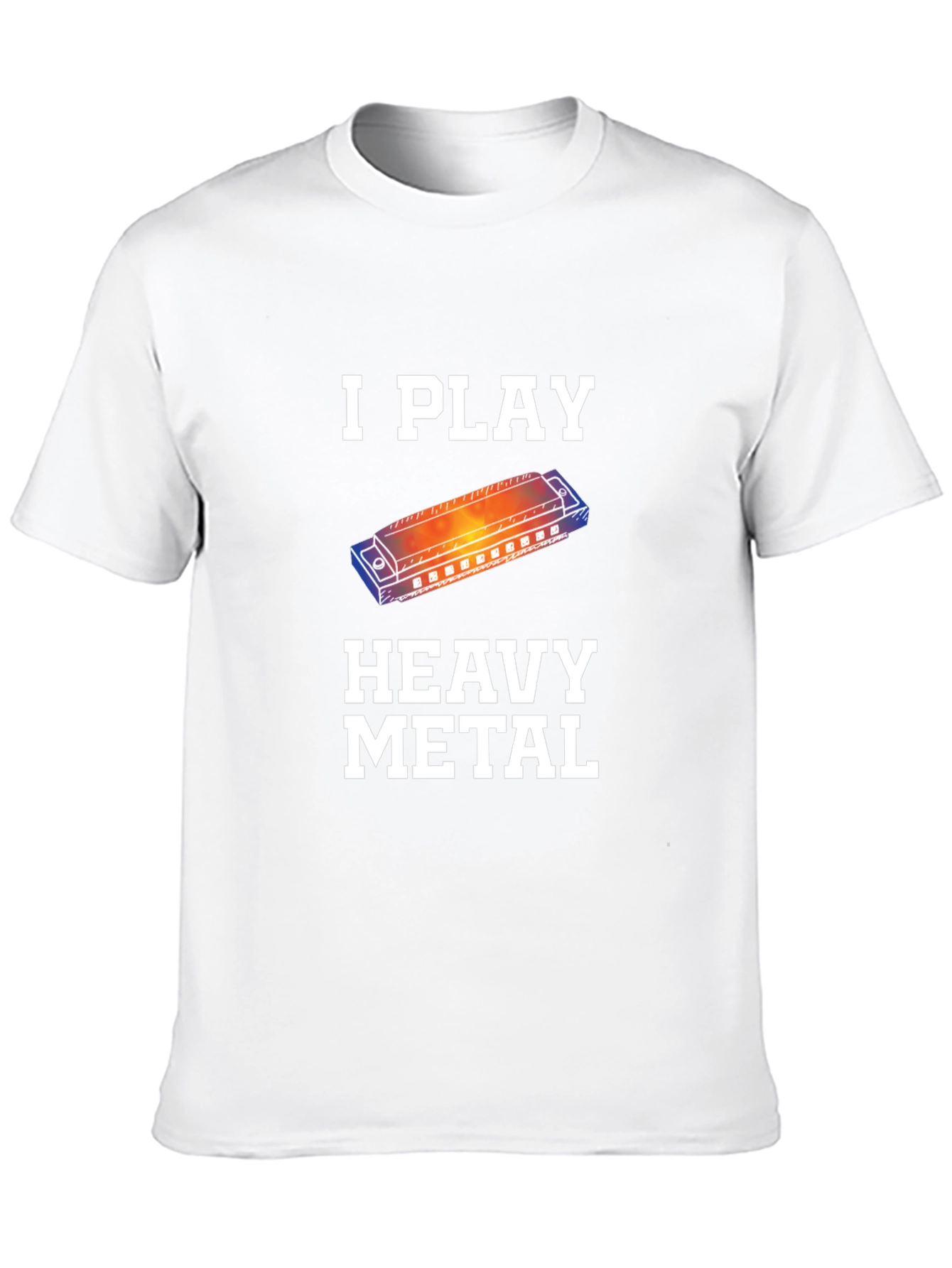 Black I Play Heavy Metal Harmonica T-Shirt view 10