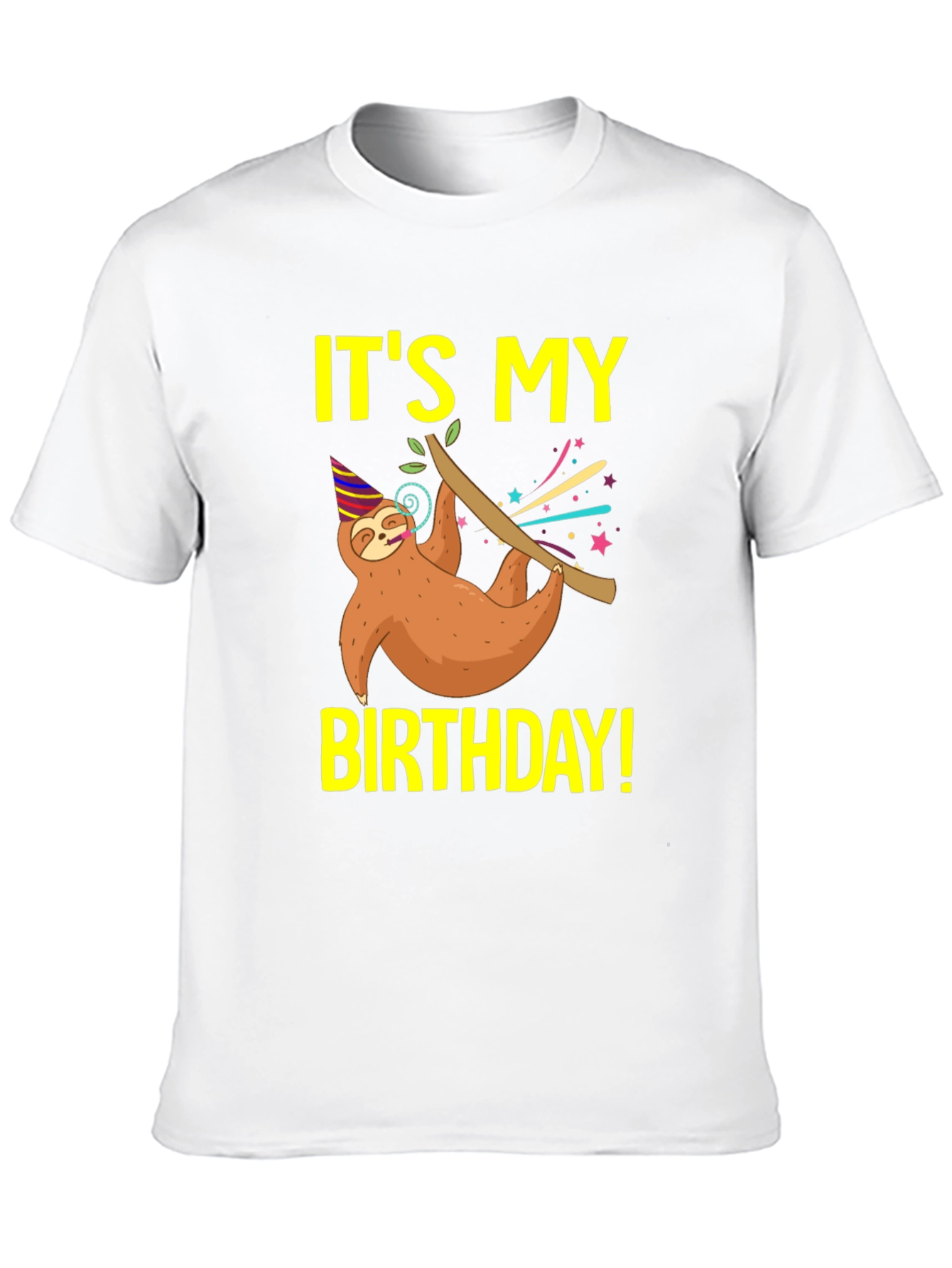 Black It's My Birthday Sloth T-Shirt - Fun Birthday Gift view 10