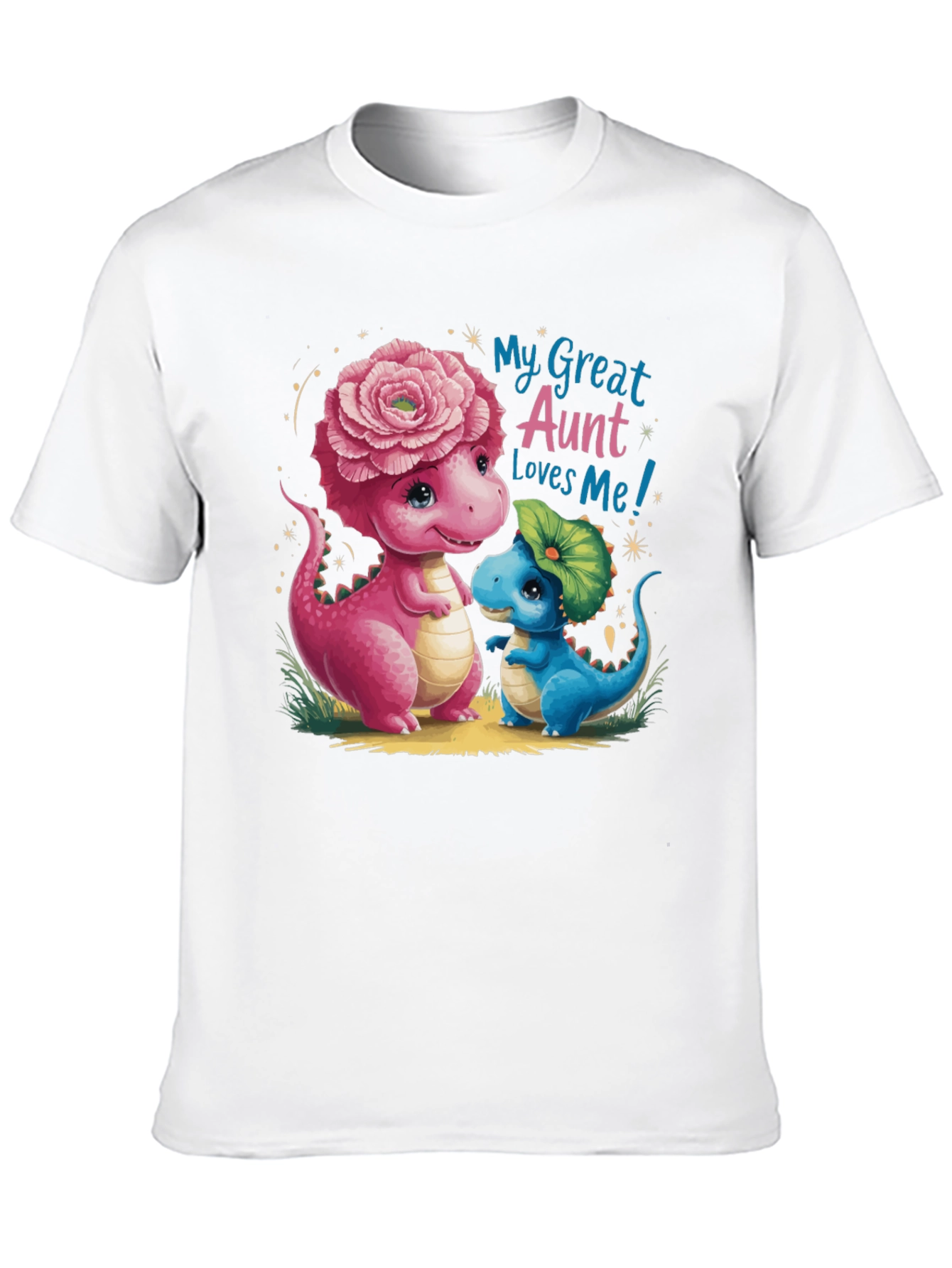 Black Cute Dinosaur 'My Great Aunt Loves Me' Black T-Shirt view 10