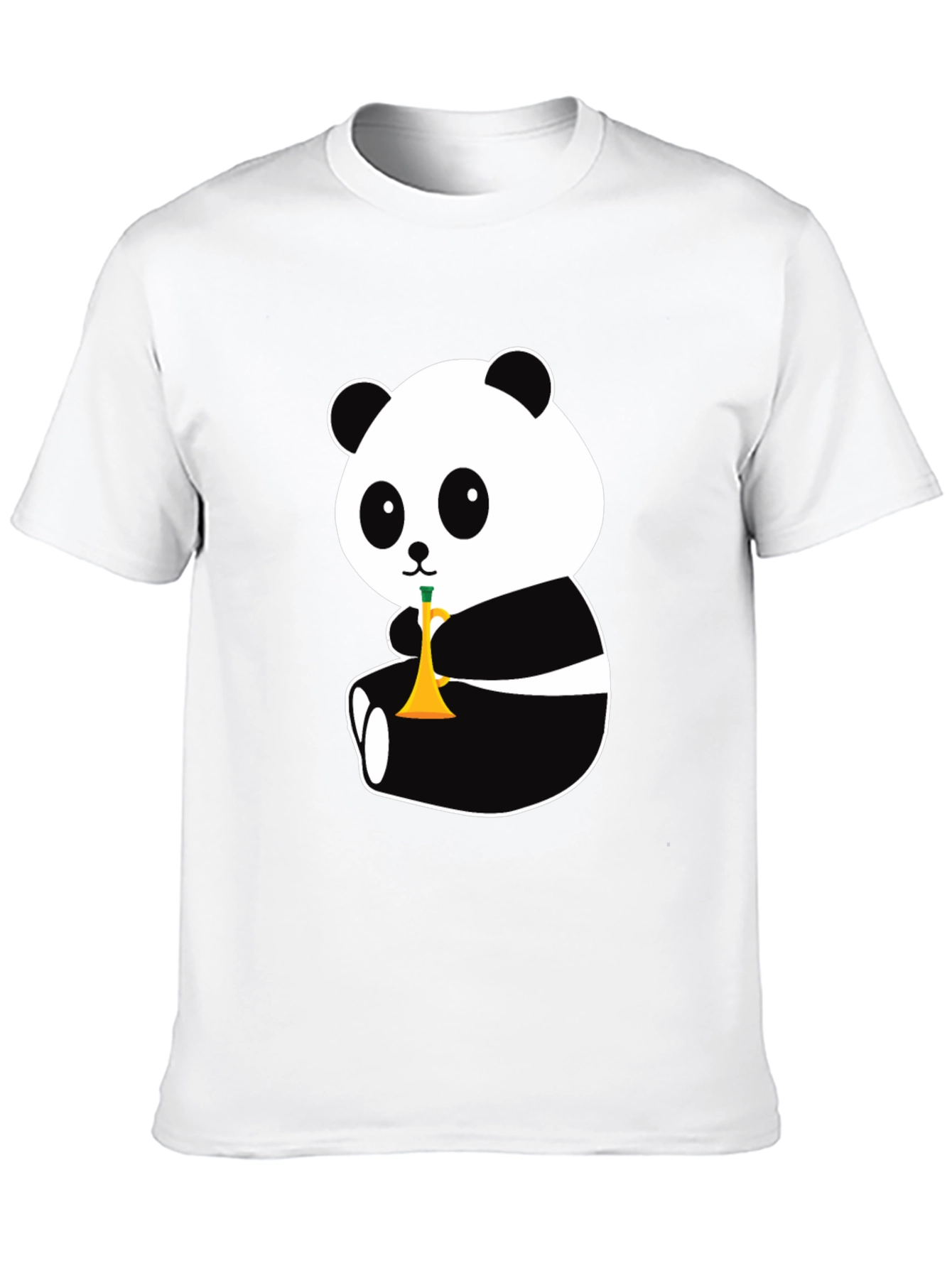 Black Panda Trumpet Black T-Shirt - Cute Cartoon Design view 10