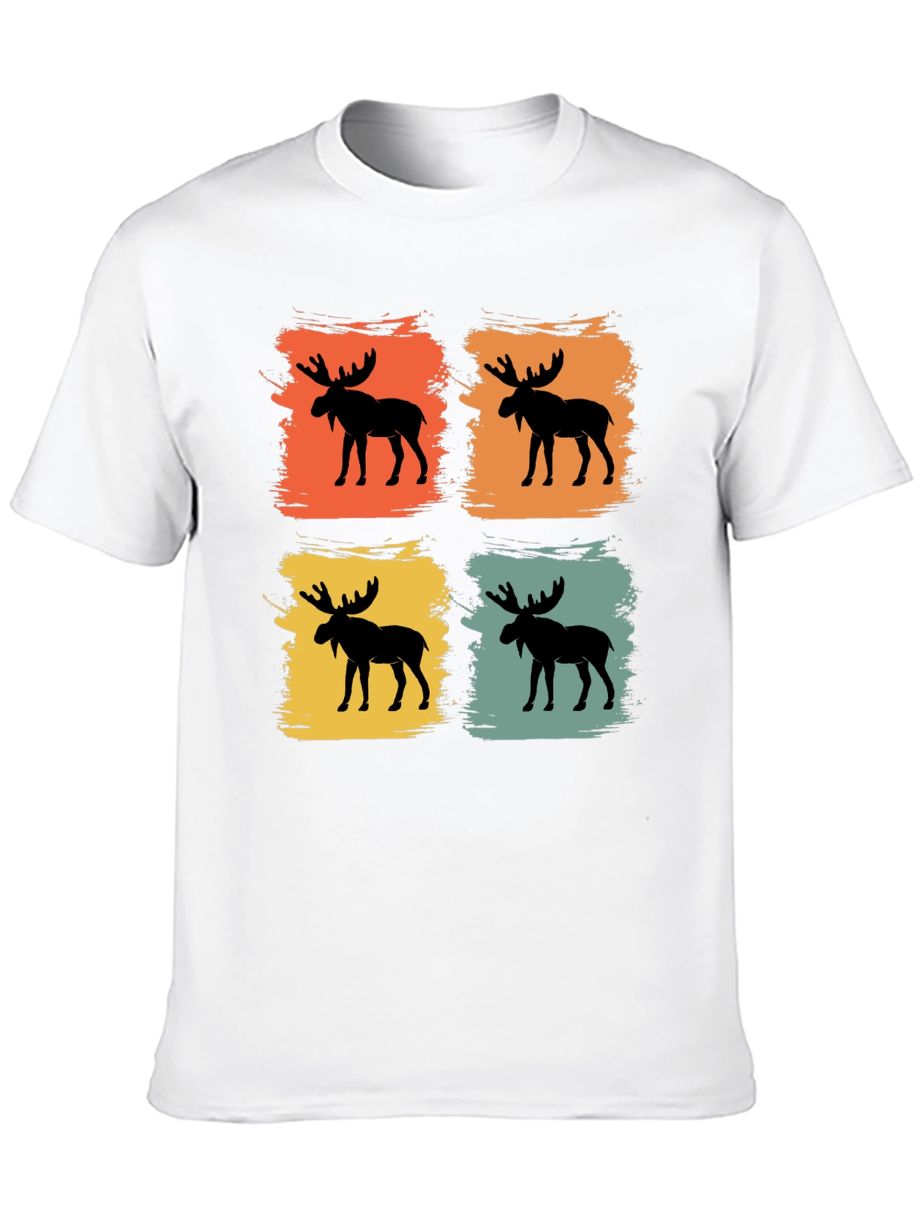 Black Retro Moose Graphic Tee - Black Cotton Blend Shirt view 10