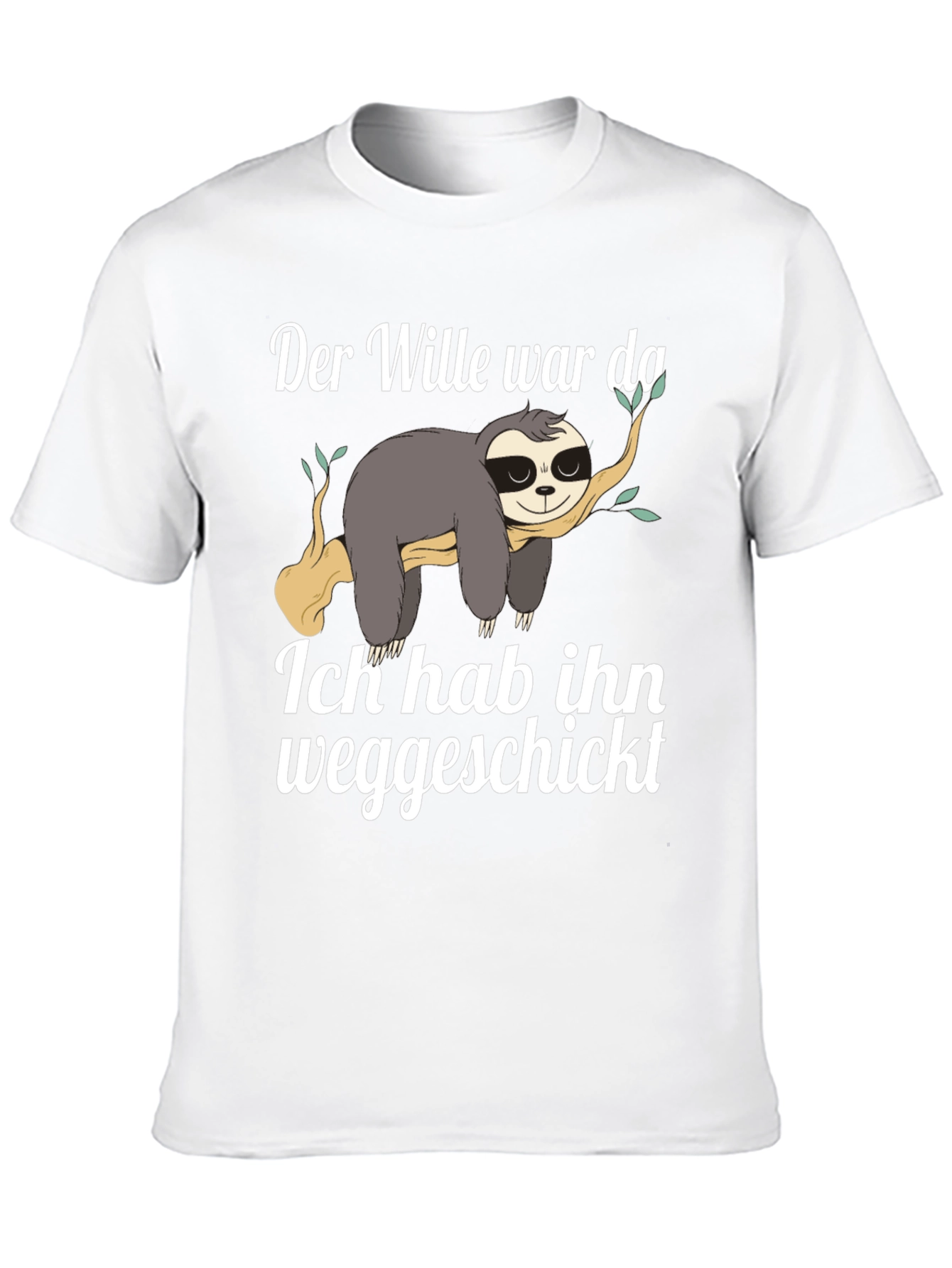 Black Sloth Funny German T-Shirt "Der Wille war da" view 10