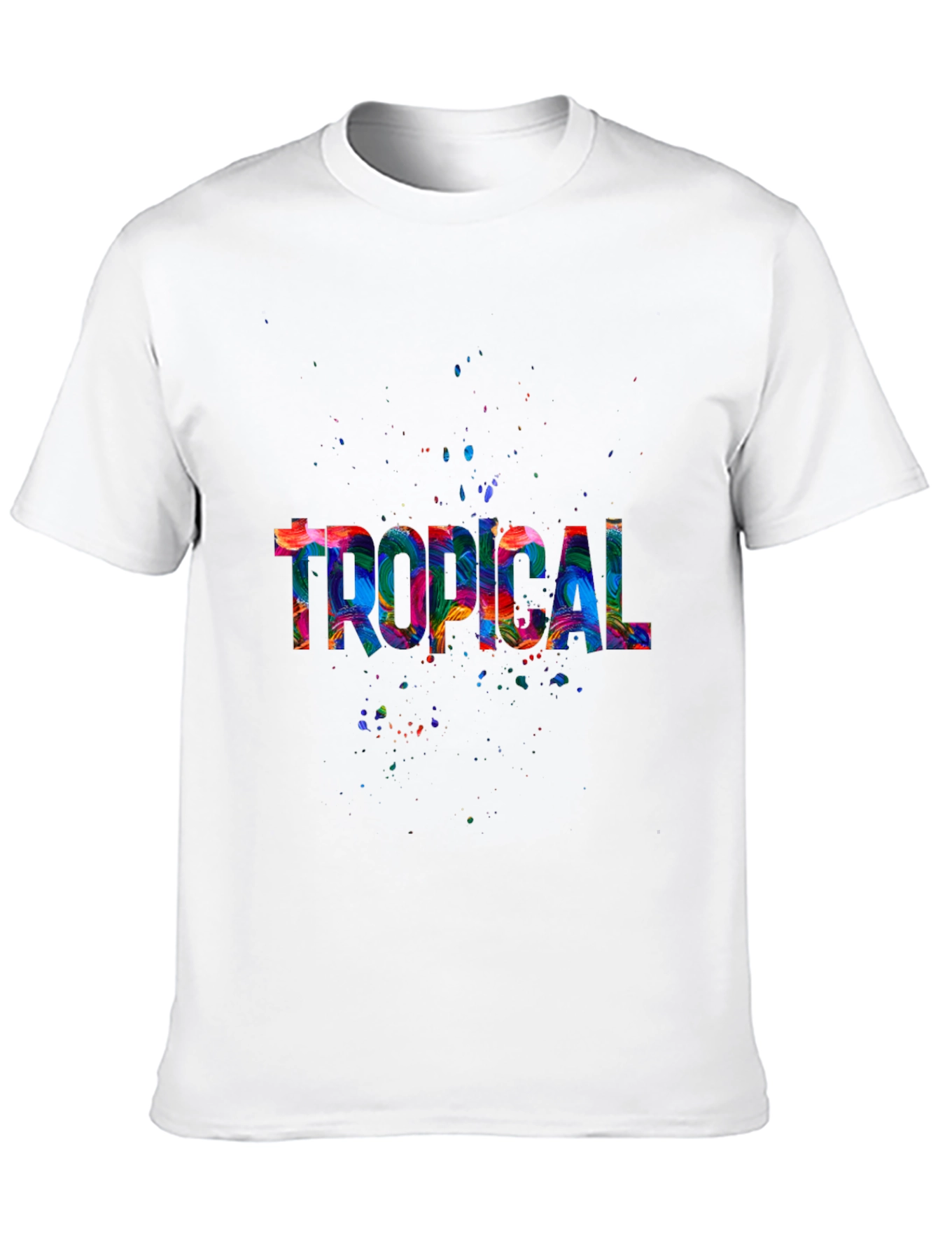Black Tropical Splash Men's Black T-Shirt view 10