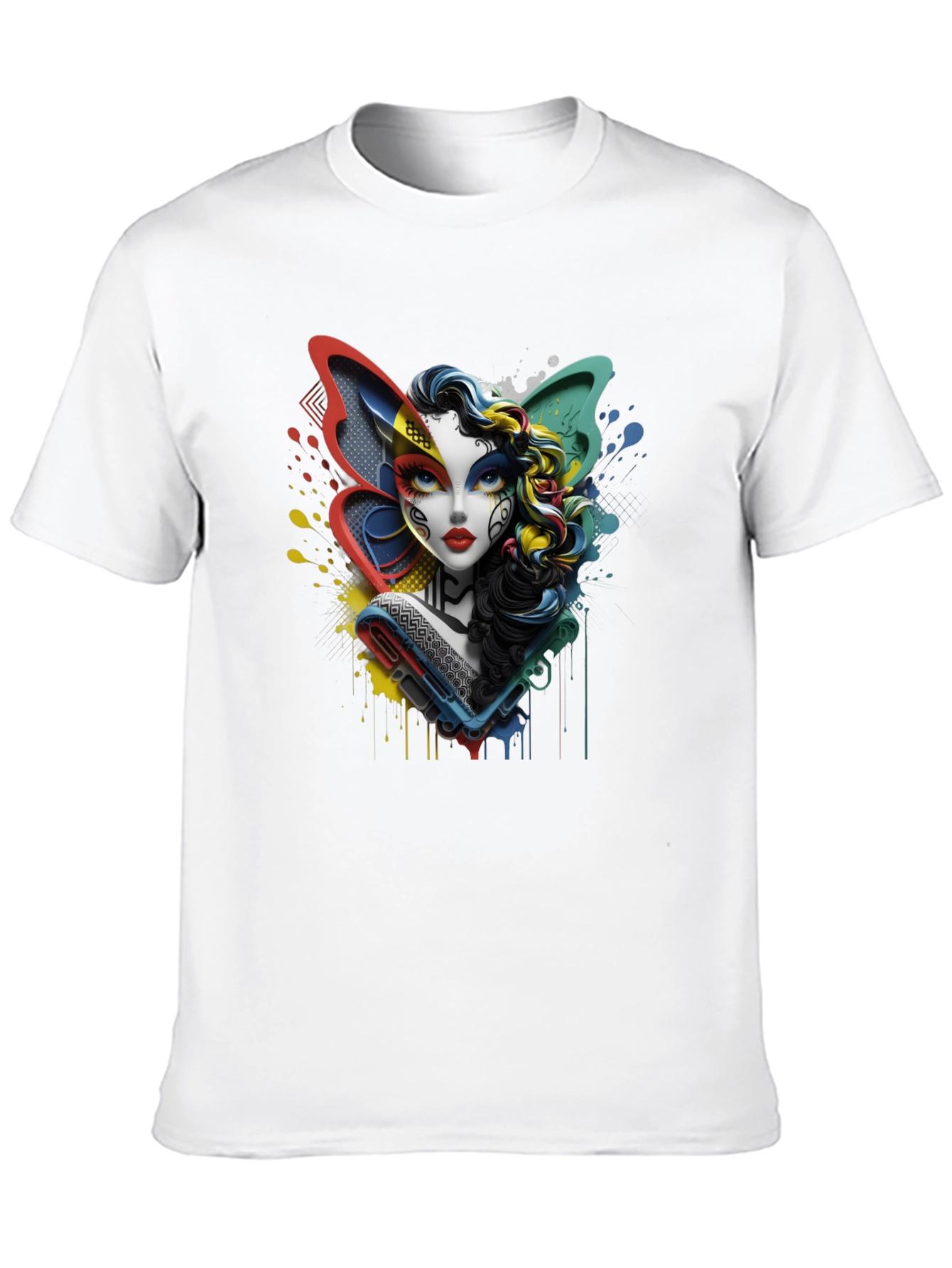 Black Colorful Abstract Woman Graphic Print Black T-Shirt view 10