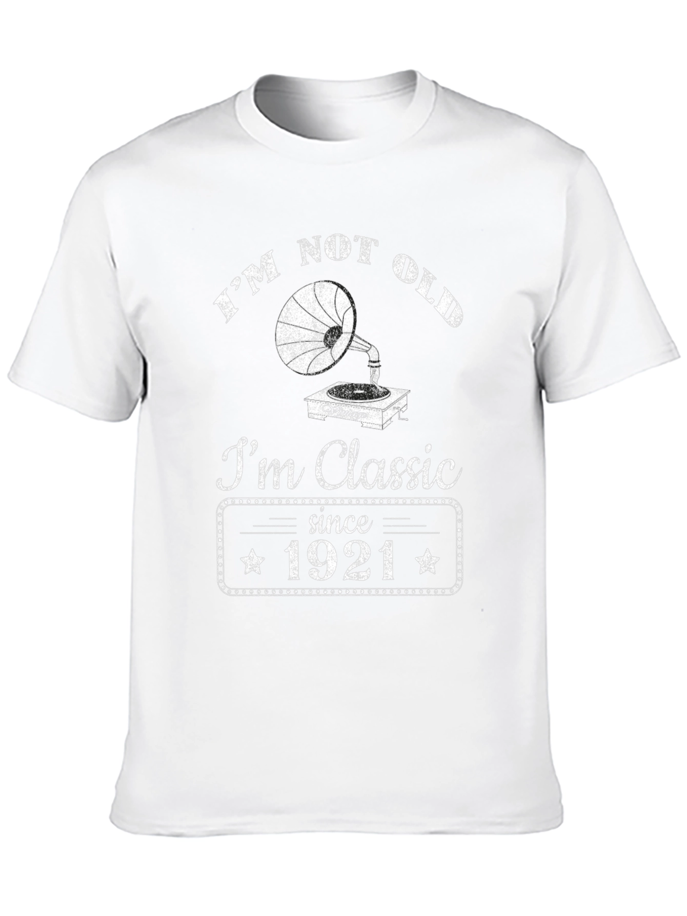 Black Vintage Style 'I'm Classic Since 1921' Black T-Shirt view 10