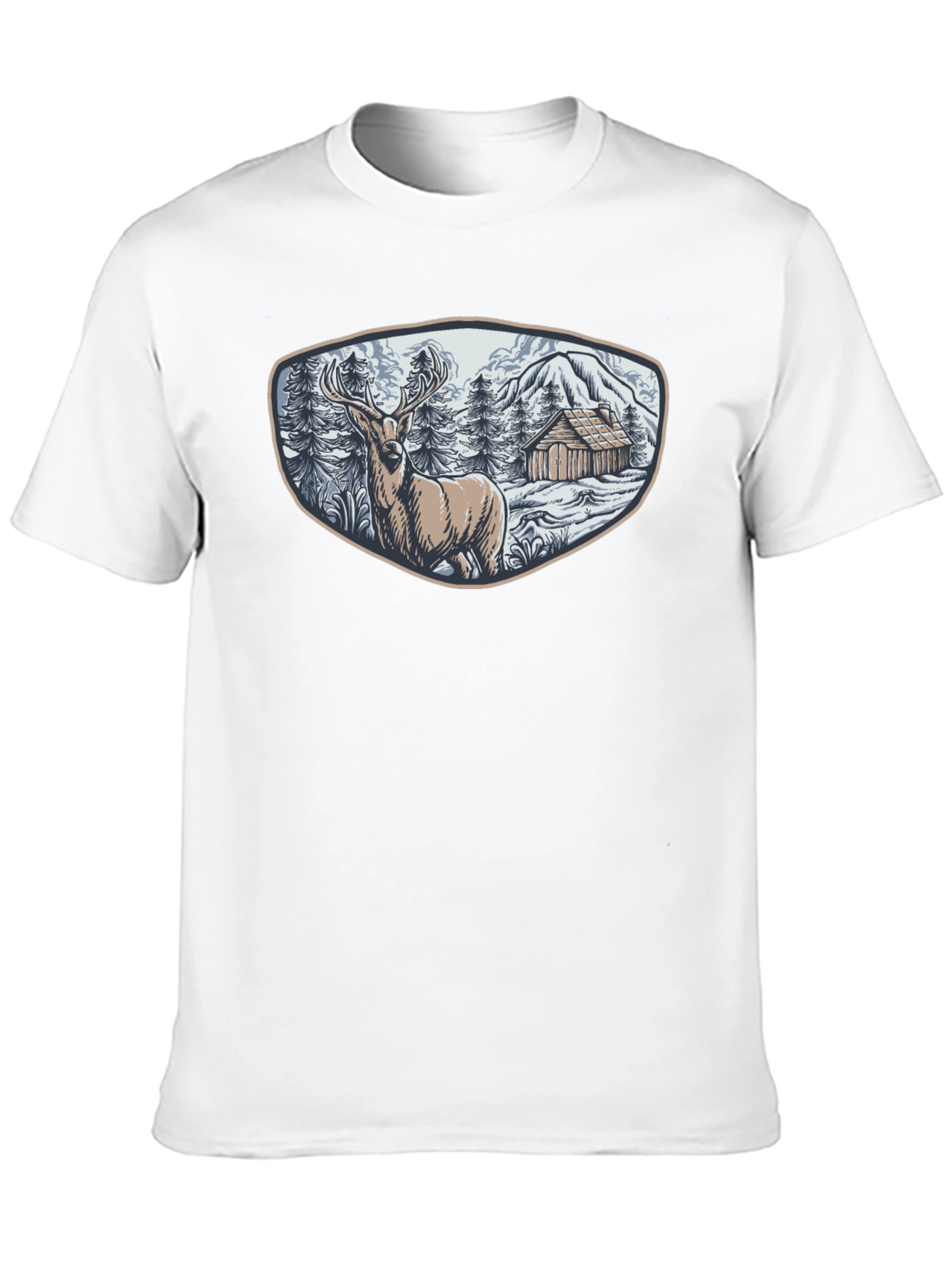 Black Cabin & Deer Graphic Tee - Men's Black T-Shirt view 10