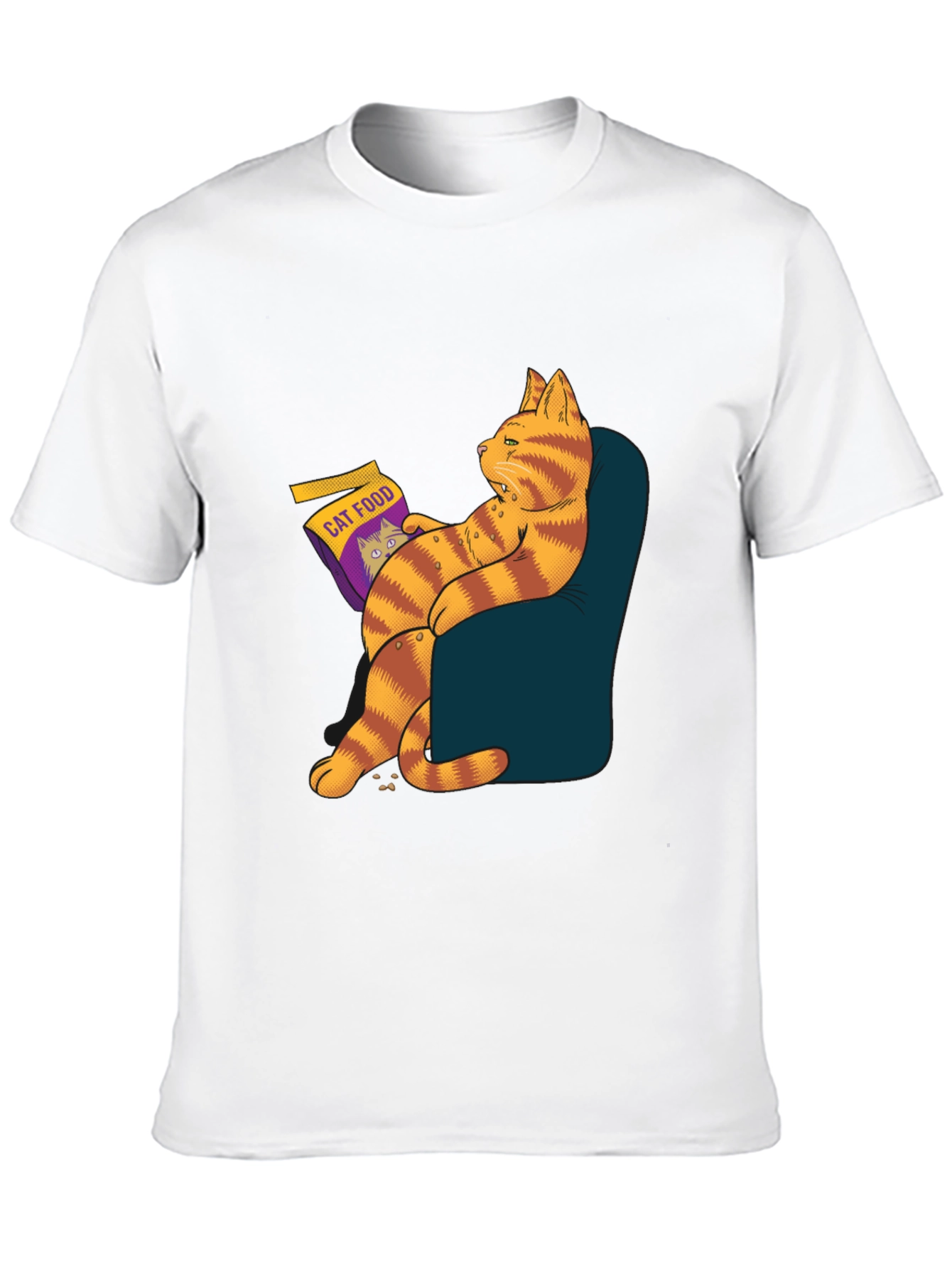 Black Funny Cat Food T-Shirt - Lazy Cat Design view 10