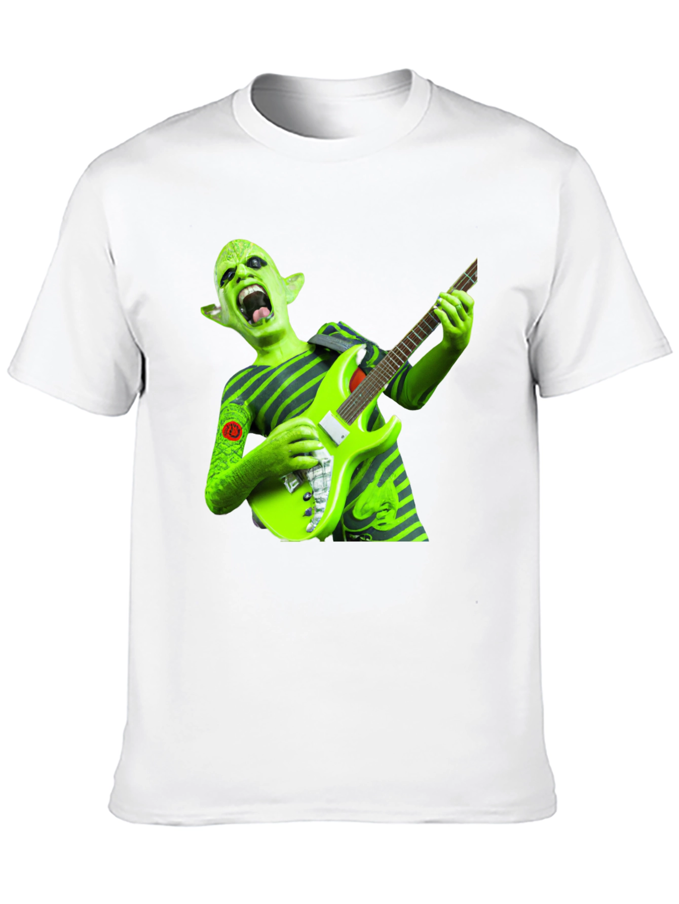 Black Green Alien Guitarist Graphic Tee view 10