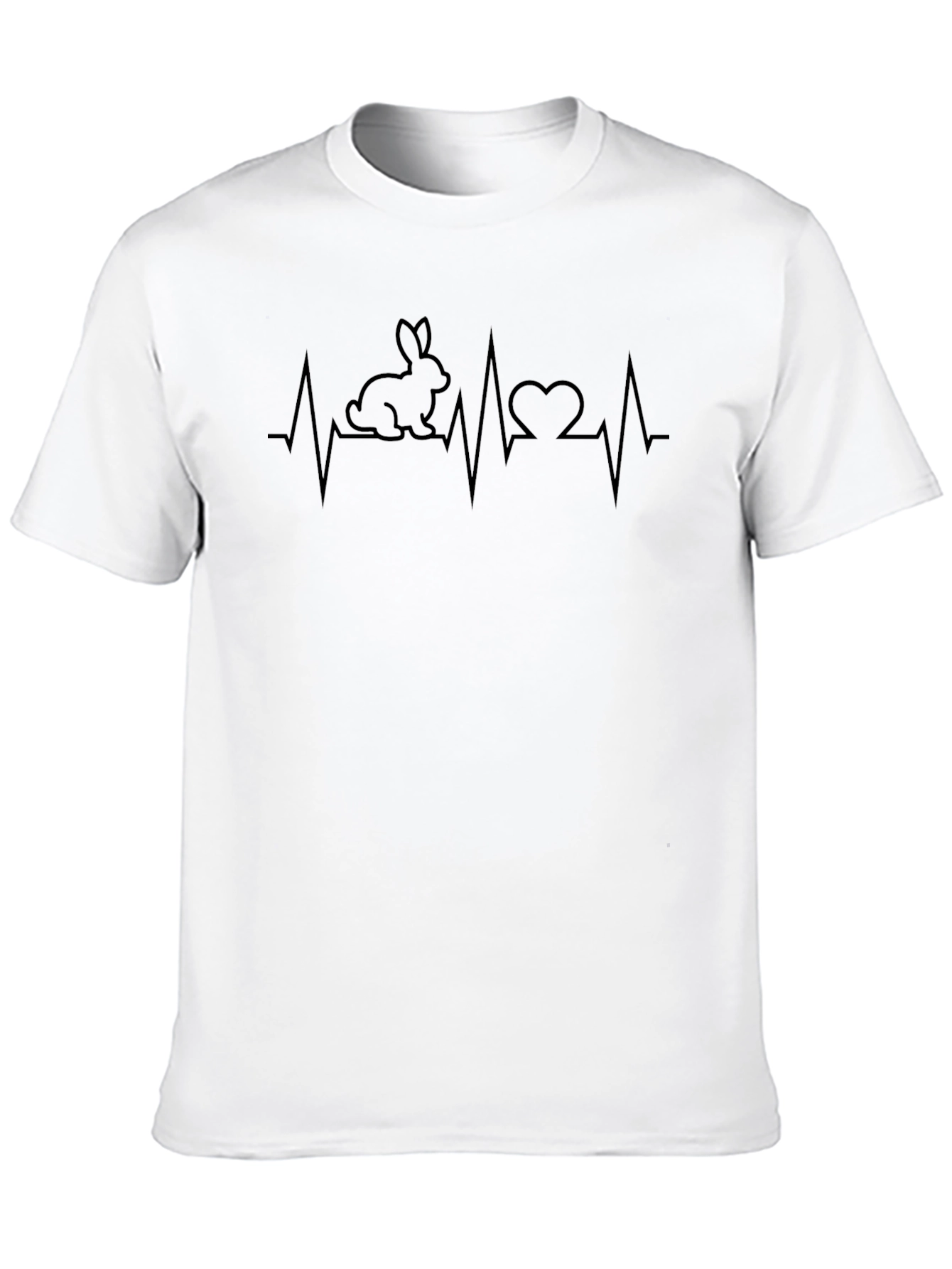 Black Bunny Heartbeat Graphic Tee - Black Unisex T-Shirt view 10