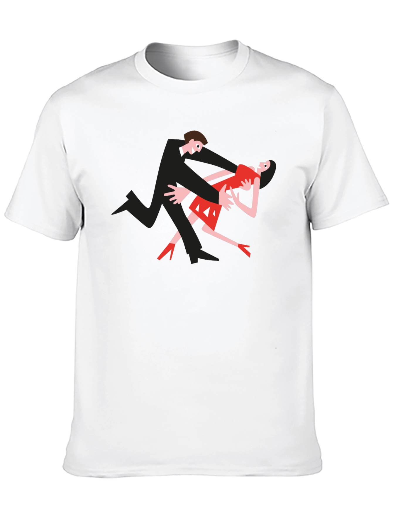 Black Dancing Couple Graphic Tee - Black Cotton T-Shirt view 10
