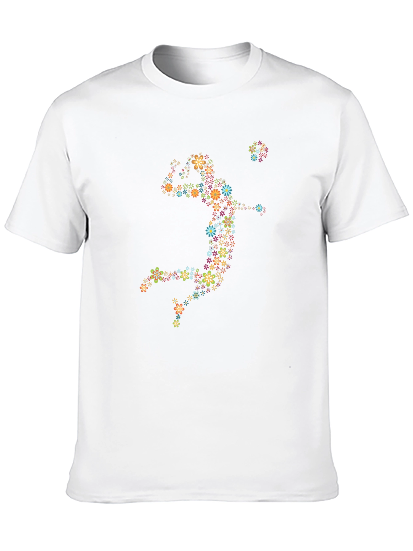 Black Floral Volleyball Player Graphic Tee - Black Cotton Shirt view 10