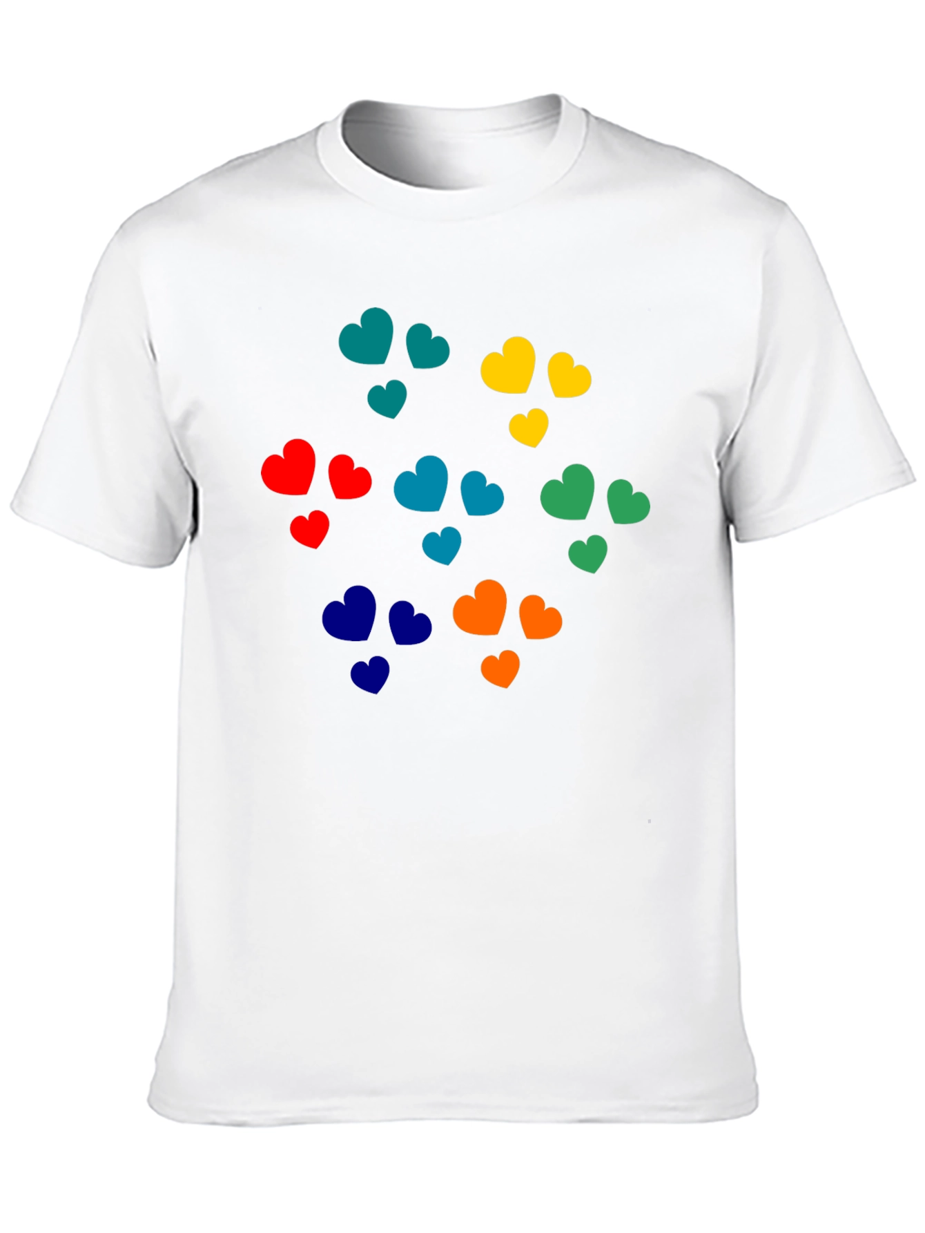 Black Colorful Hearts Graphic Black T-Shirt view 10