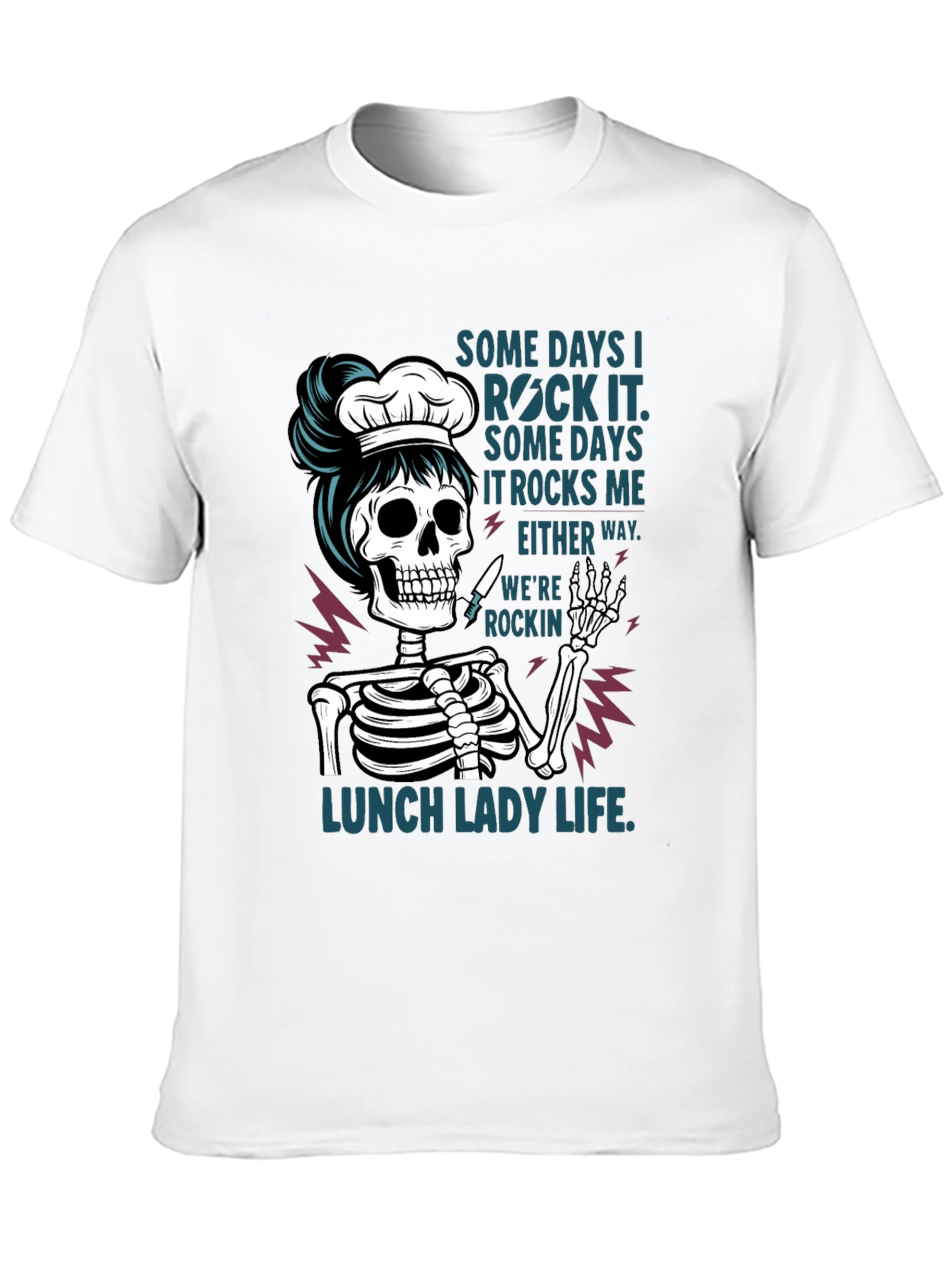 Black Lunch Lady Skeleton T-Shirt - Rockin' Life Tee view 10