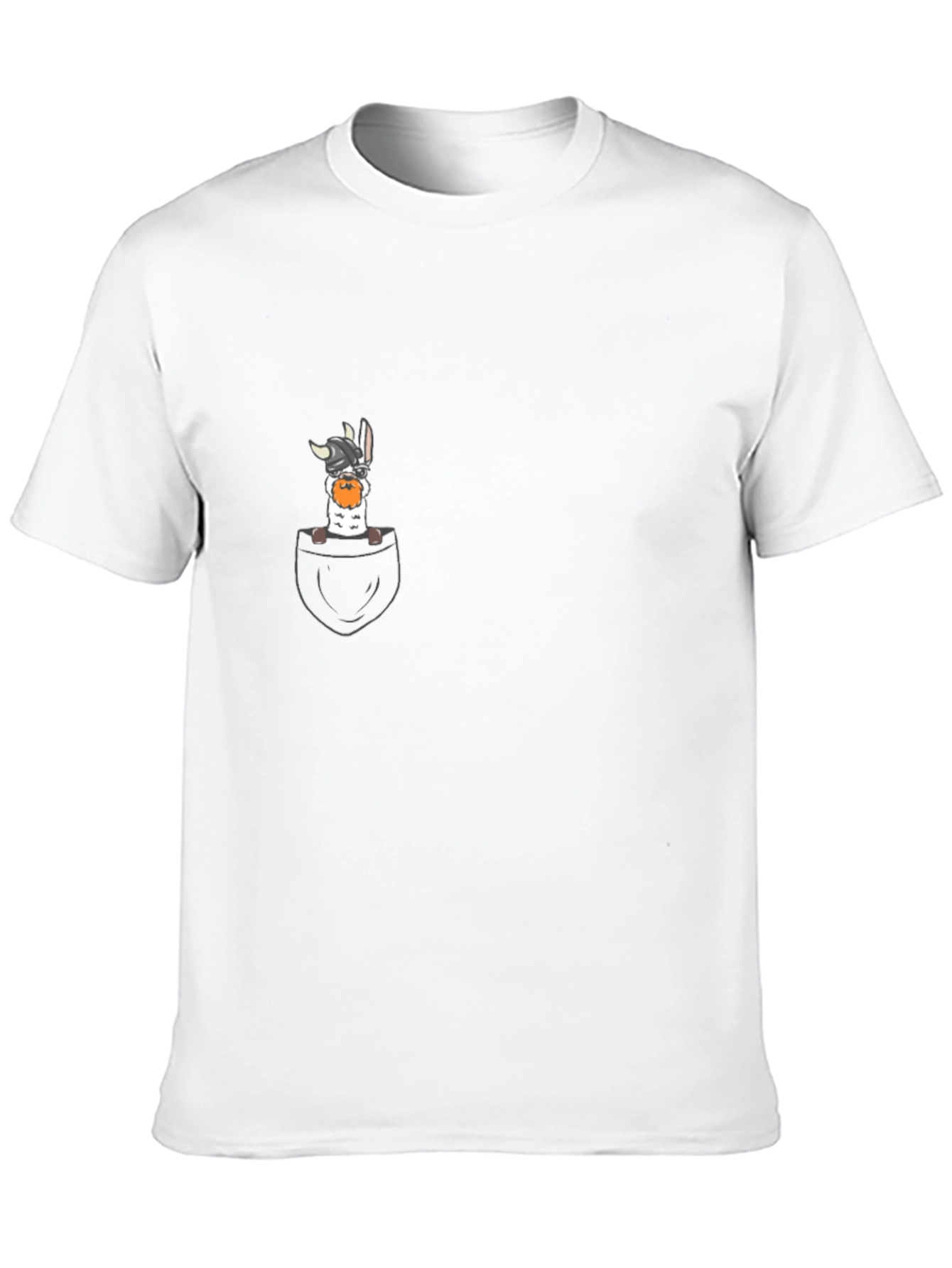 Black Funny Llama Viking Pocket Print T-Shirt view 10