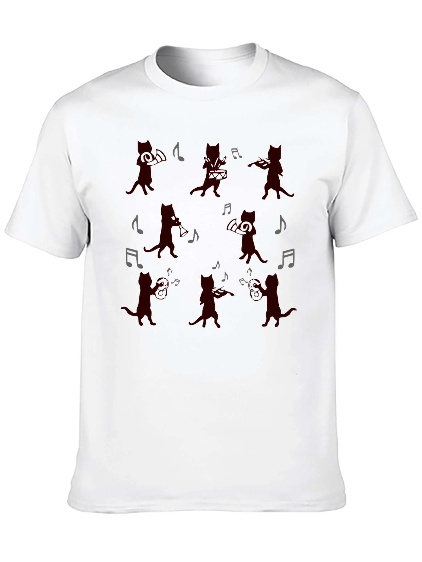 Black Musical Cats Black T-Shirt - Band of Cats Design view 10