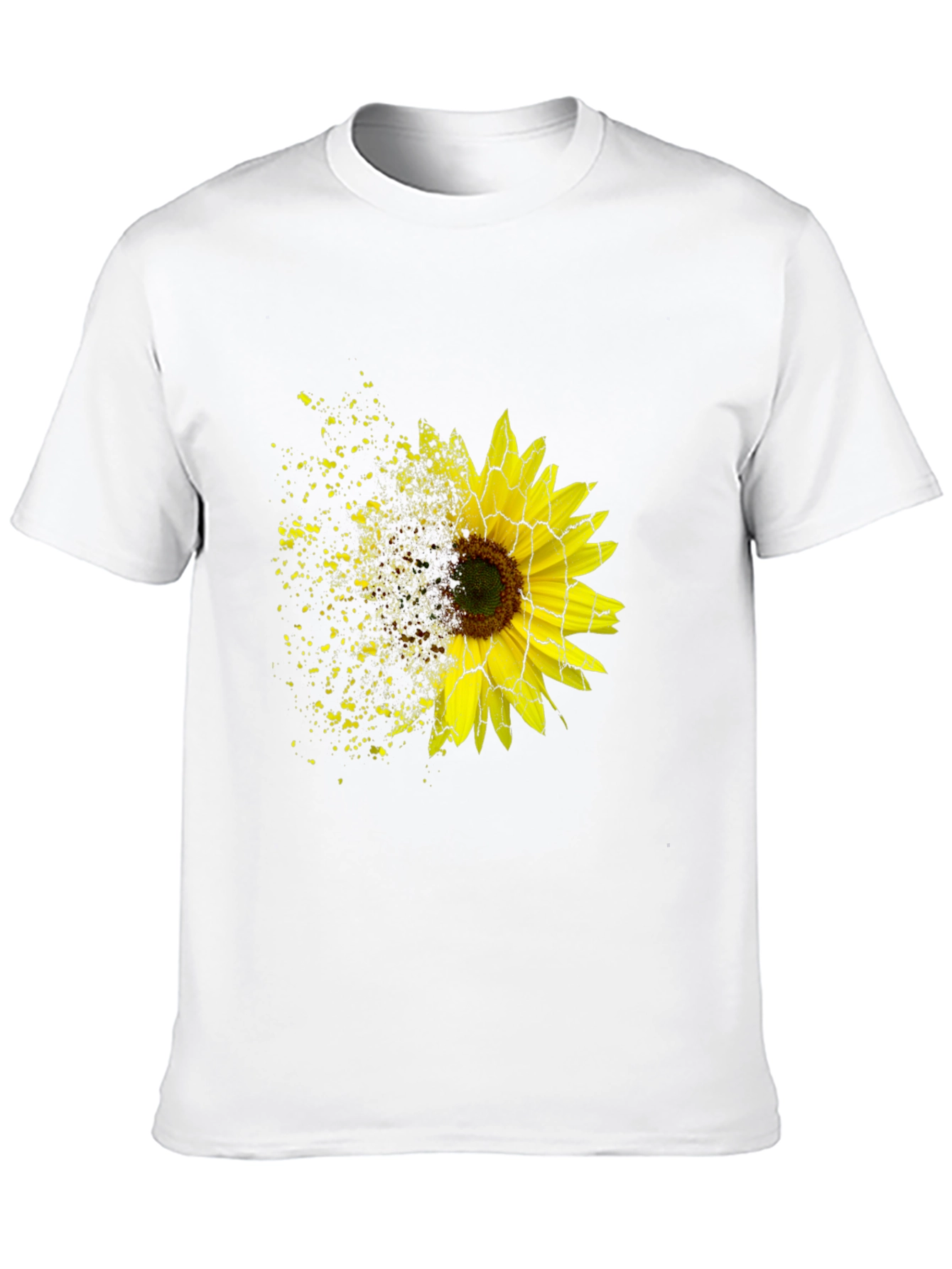 Black Sunflower Shatter Print Black T-Shirt view 10
