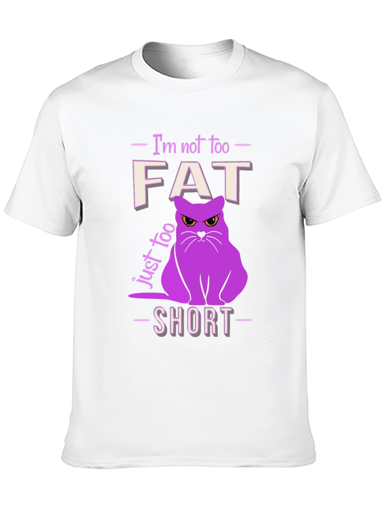 Black Funny Cat T-Shirt - Not Fat, Just Too Short! view 10