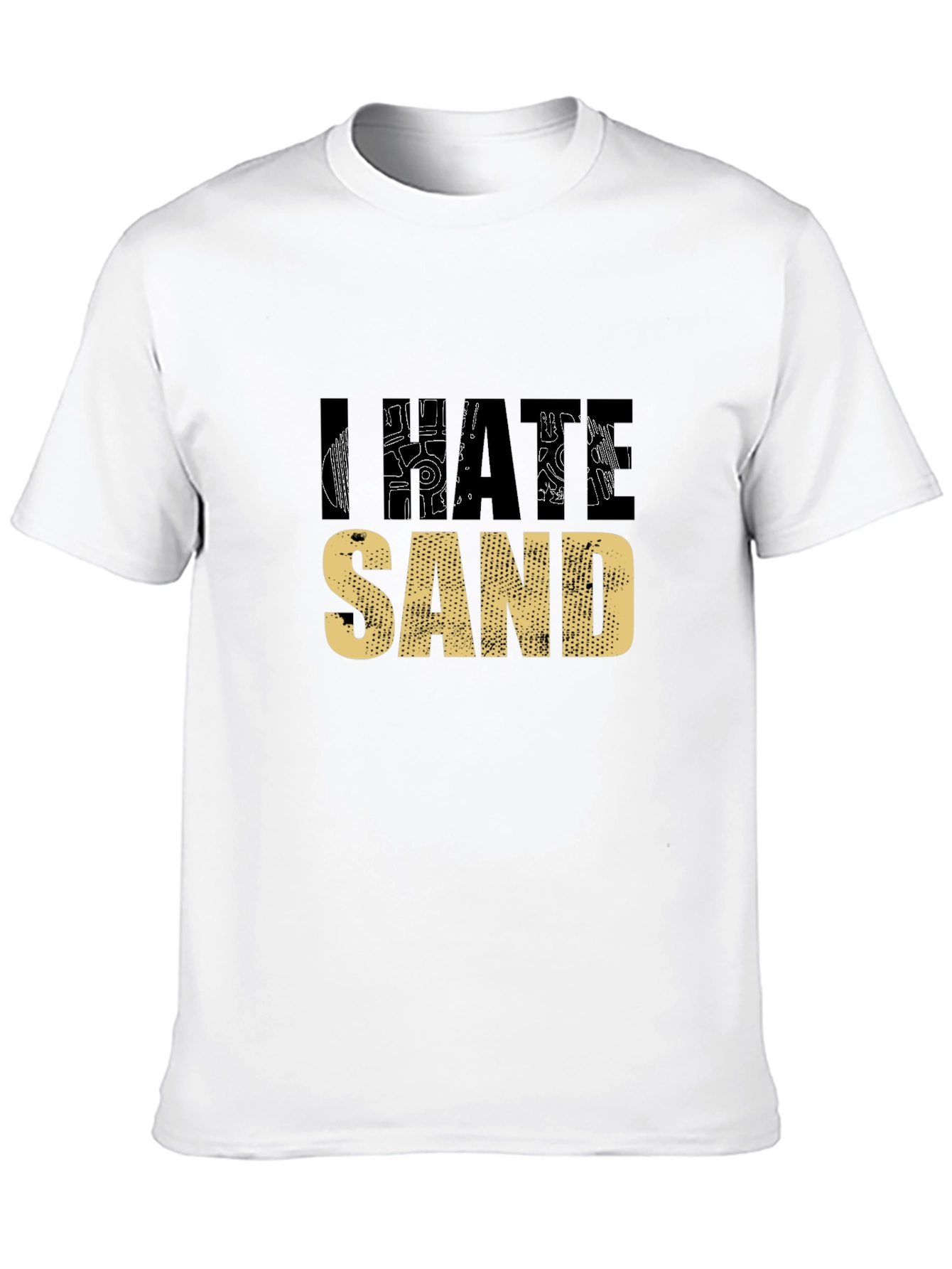 Black I Hate Sand Graphic Print Black T-Shirt view 10